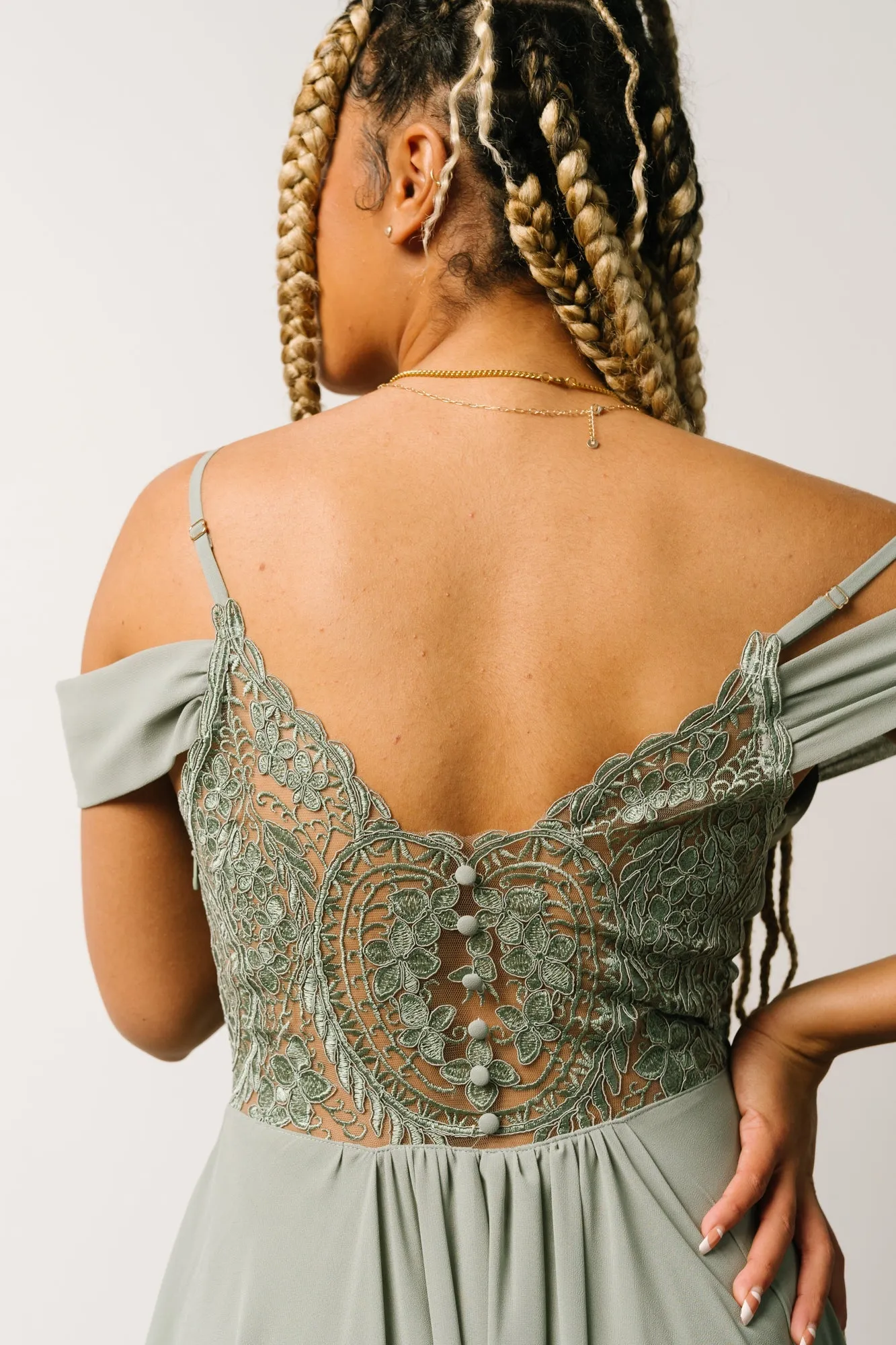 Bianca Lace Maxi Dress | Dusty Sage sold by Baltic Born product image thumbnail 5