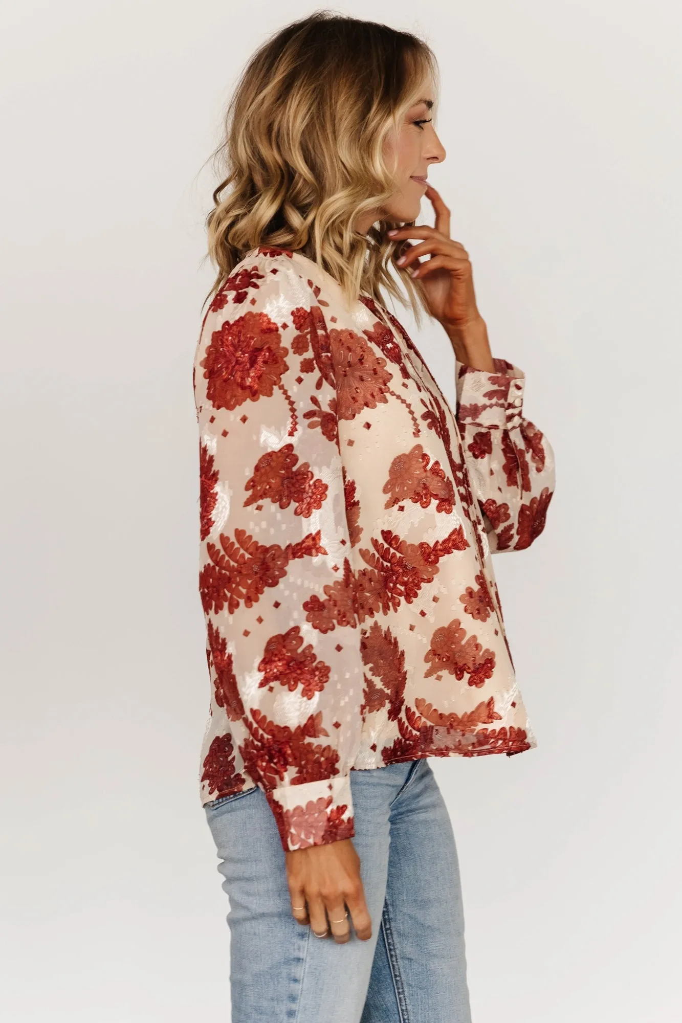 Charlotte Tie Blouse | Cream + Rust sold by Baltic Born product image thumbnail 5