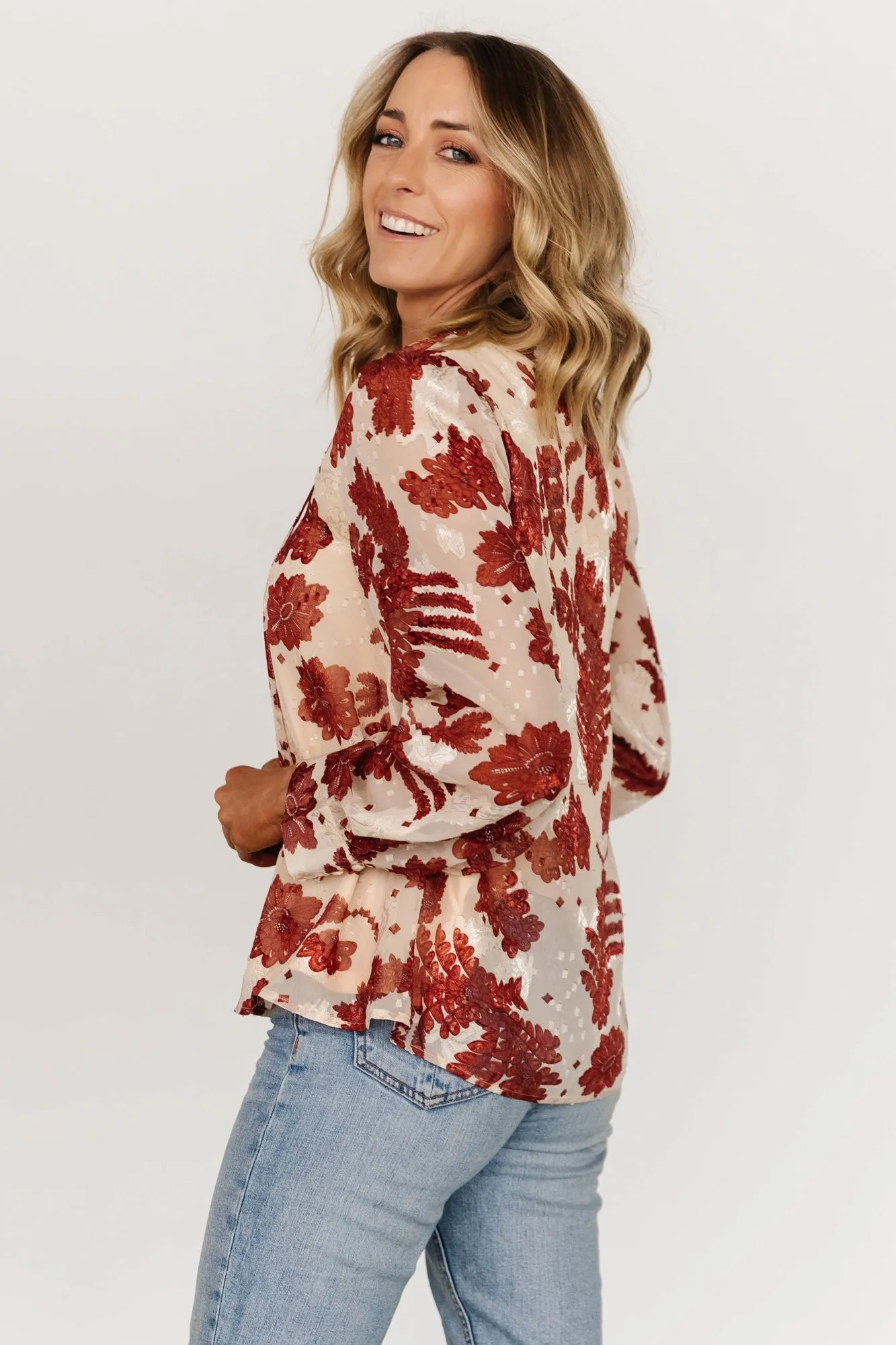 Charlotte Tie Blouse | Cream + Rust sold by Baltic Born product image thumbnail 2