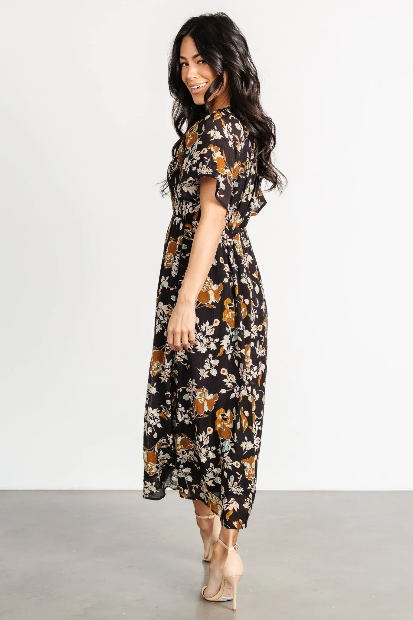 Hathaway Midi Dress | Black Floral sold by Baltic Born product image thumbnail 3