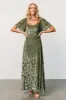 Everley Velvet Maxi Dress | Dark Sage sold by Baltic Born