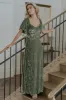 Everley Velvet Maxi Dress | Dark Sage sold by Baltic Born