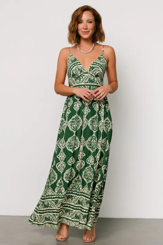Davinah V Neck Maxi Dress | Green Print sold by Baltic Born