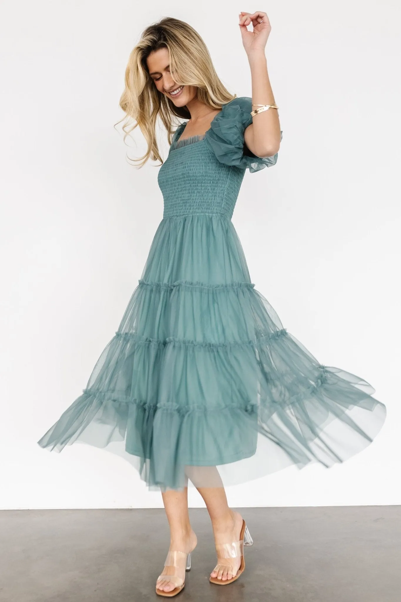 Liv Tulle Midi Dress | Eucalyptus sold by Baltic Born product image thumbnail 4