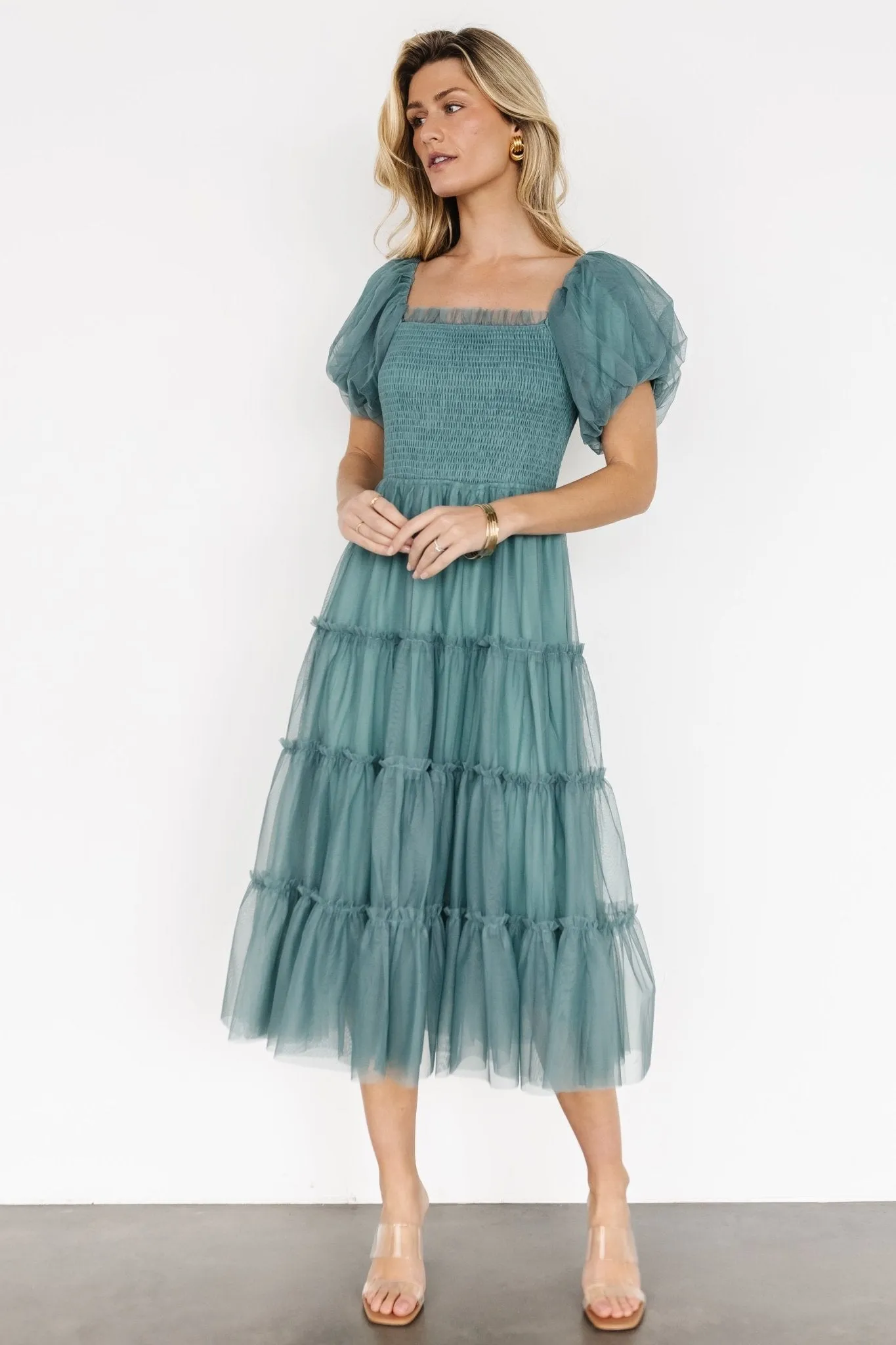 Liv Tulle Midi Dress | Eucalyptus sold by Baltic Born
