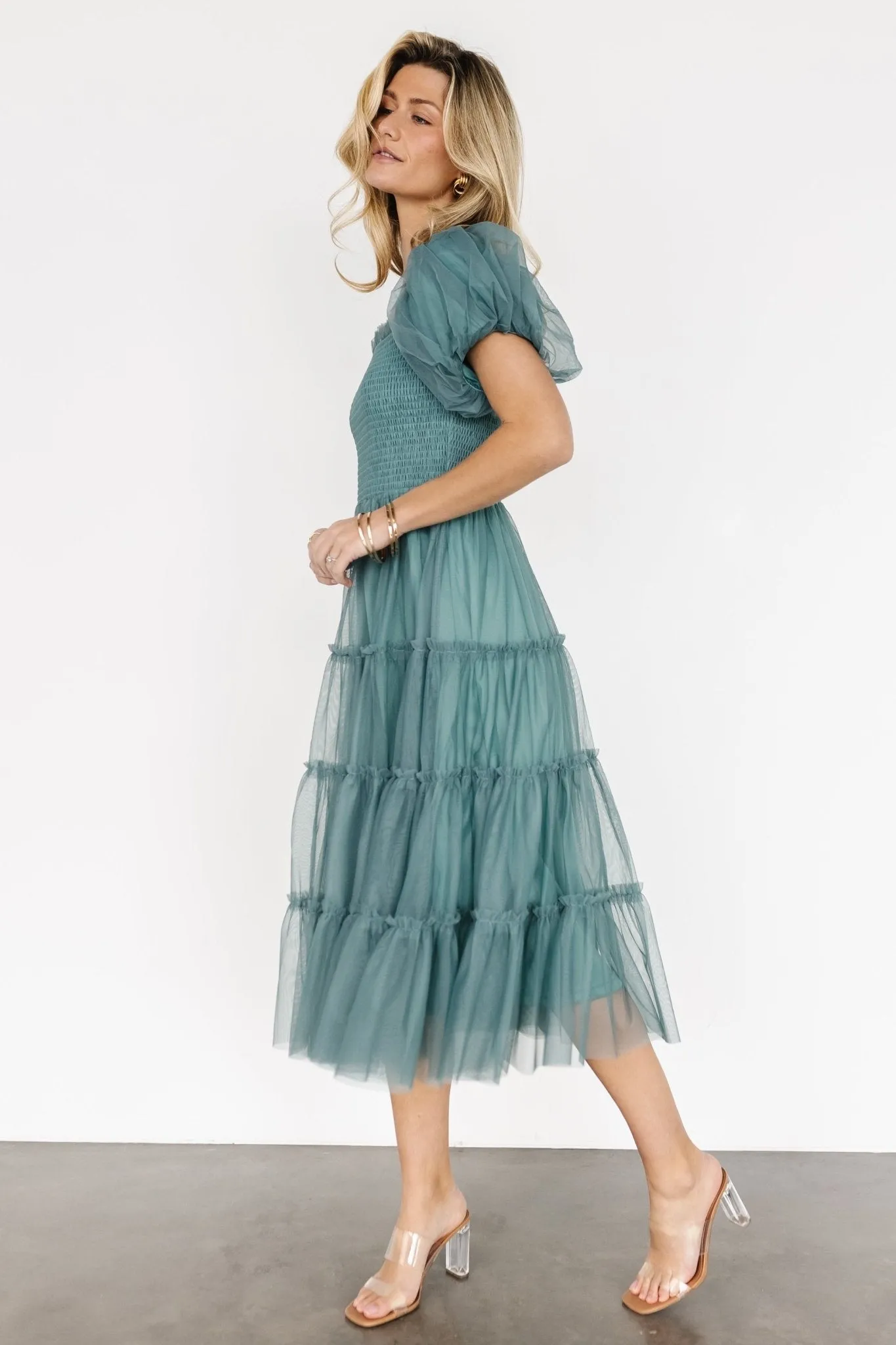 Liv Tulle Midi Dress | Eucalyptus sold by Baltic Born product image thumbnail 3