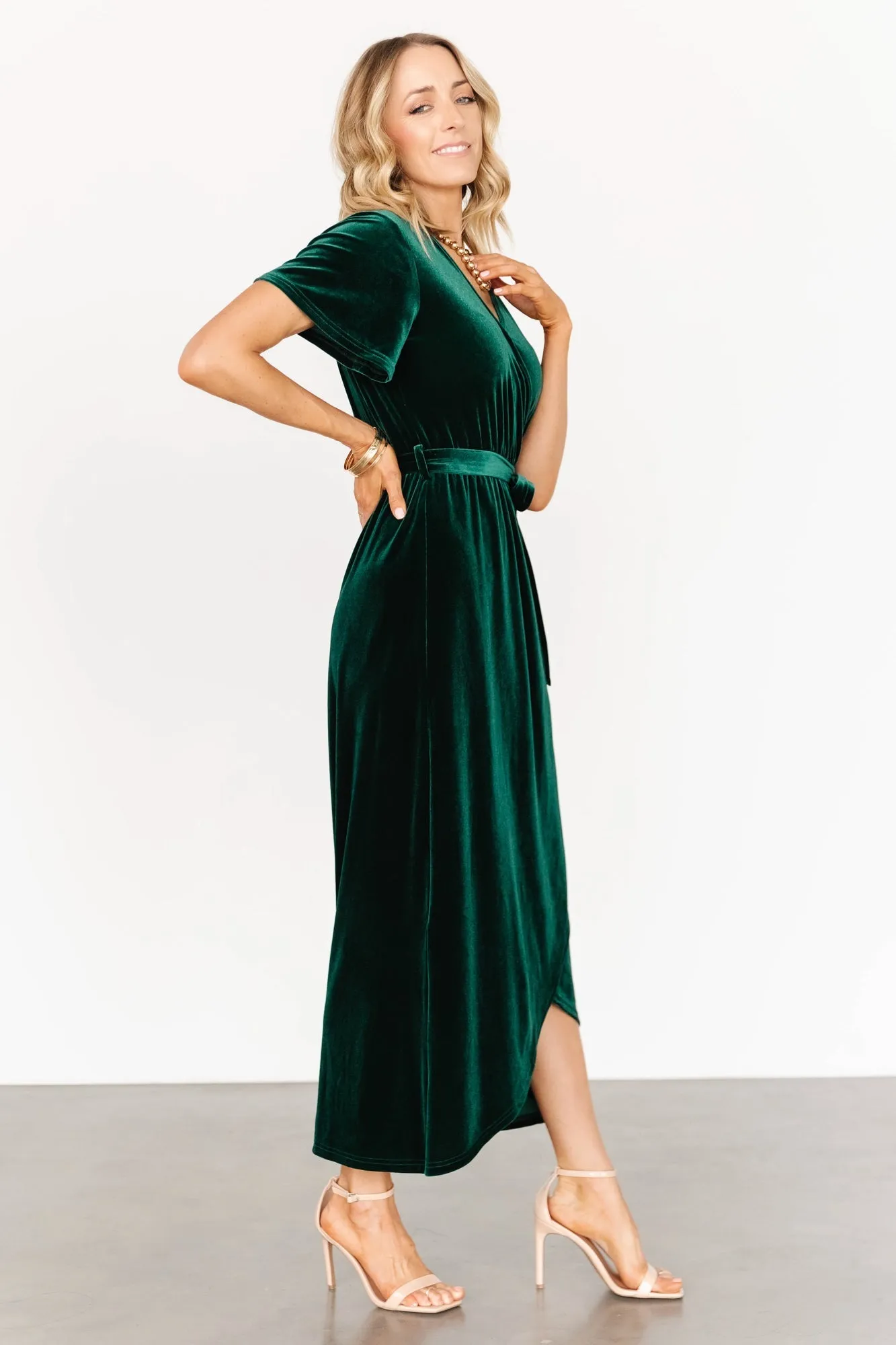 Nadine Velvet Midi Dress | Green sold by Baltic Born product image thumbnail 5