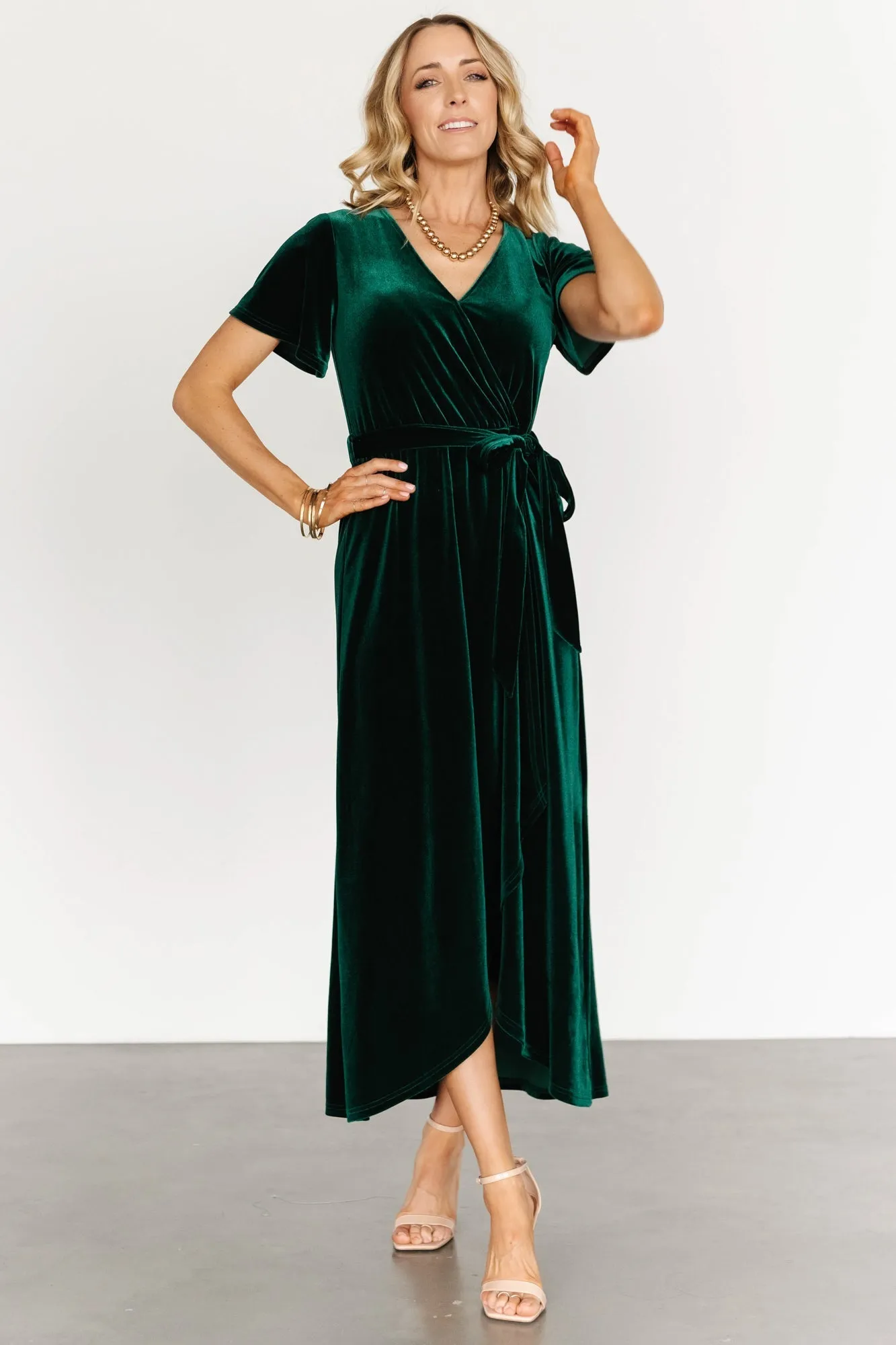 Nadine Velvet Midi Dress | Green sold by Baltic Born product image thumbnail 2