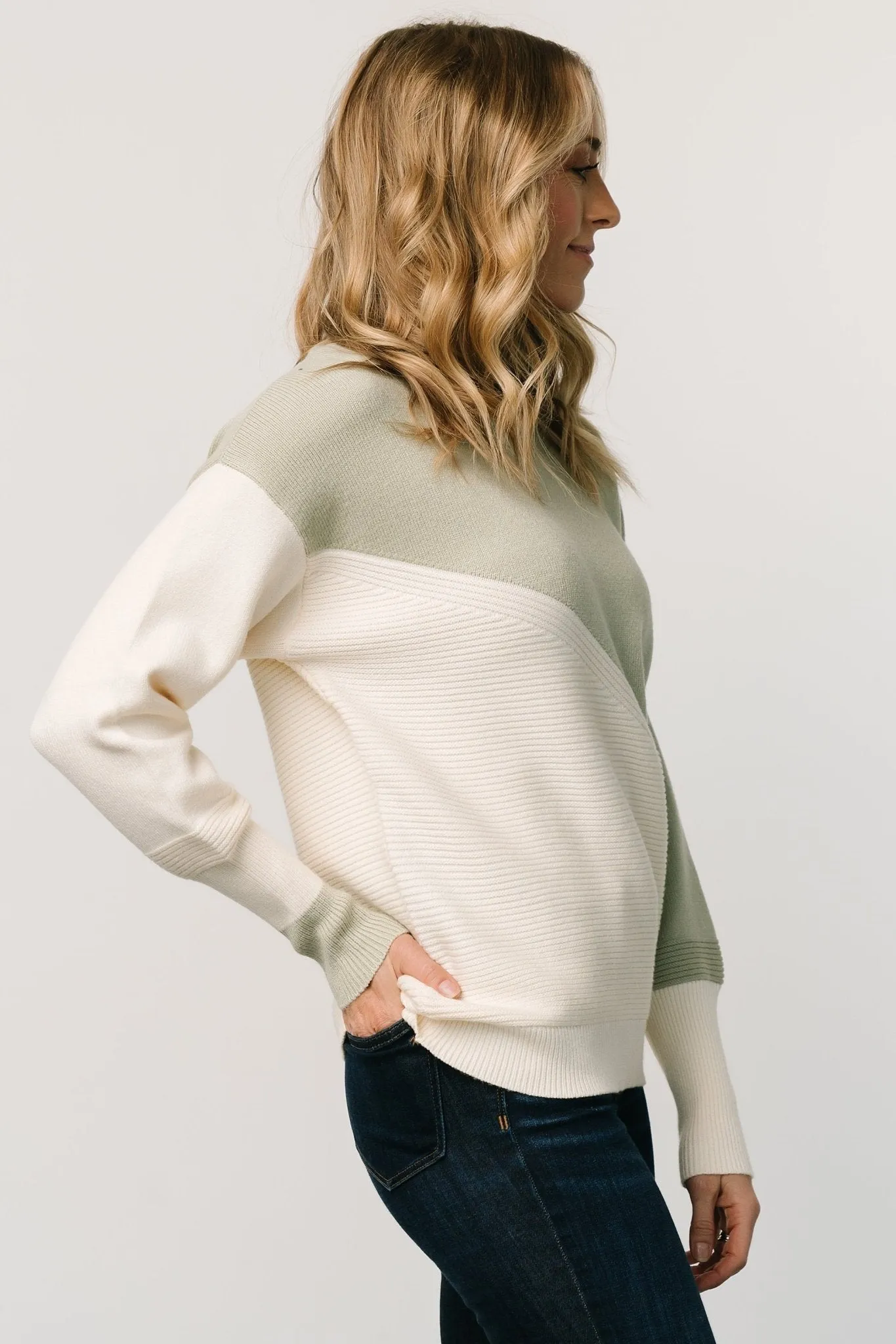 Emmy Sweater | Sage + Cream sold by Baltic Born product image thumbnail 3