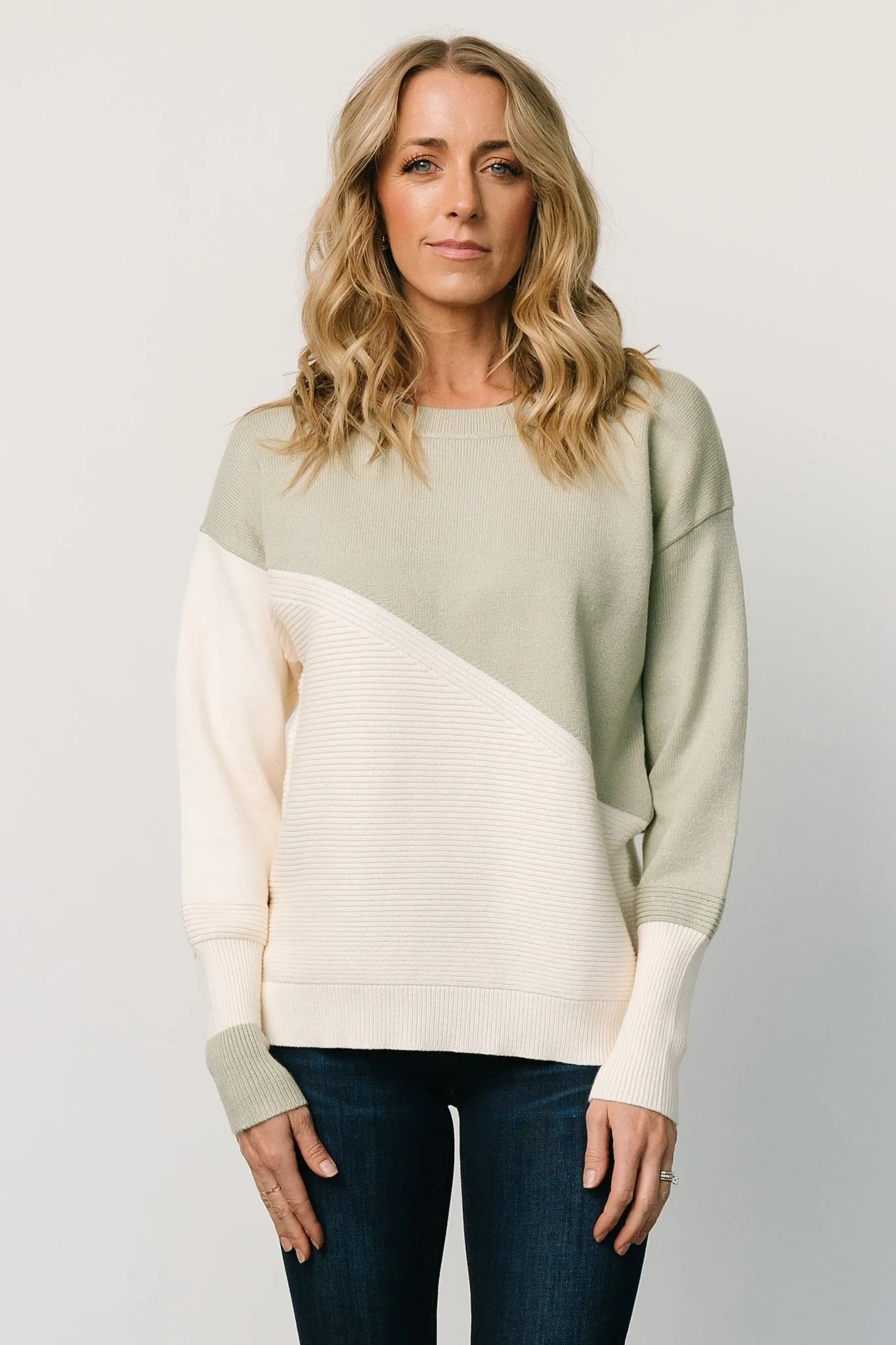Emmy Sweater | Sage + Cream sold by Baltic Born