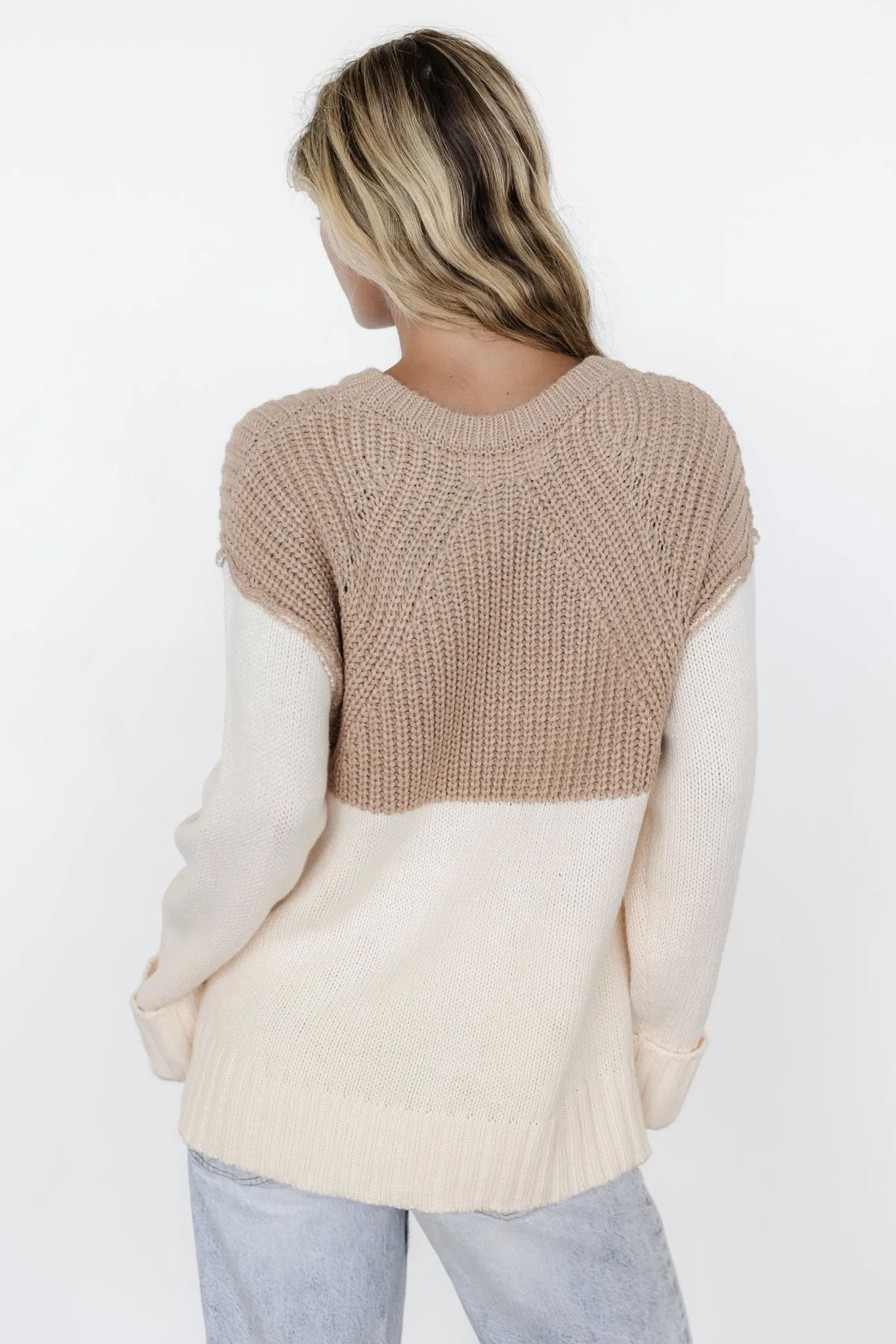 Mabel Cuffed Sweater | Cream + Taupe sold by Baltic Born product image thumbnail 4