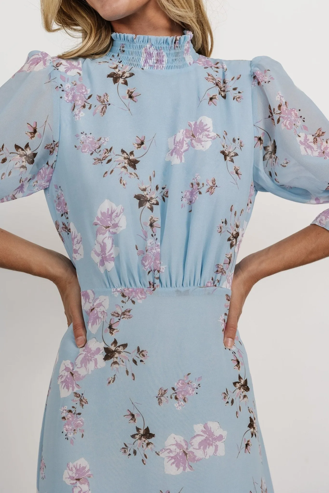 Marie Mock Neck Maxi Dress | Sky Blue Floral sold by Baltic Born product image thumbnail 2