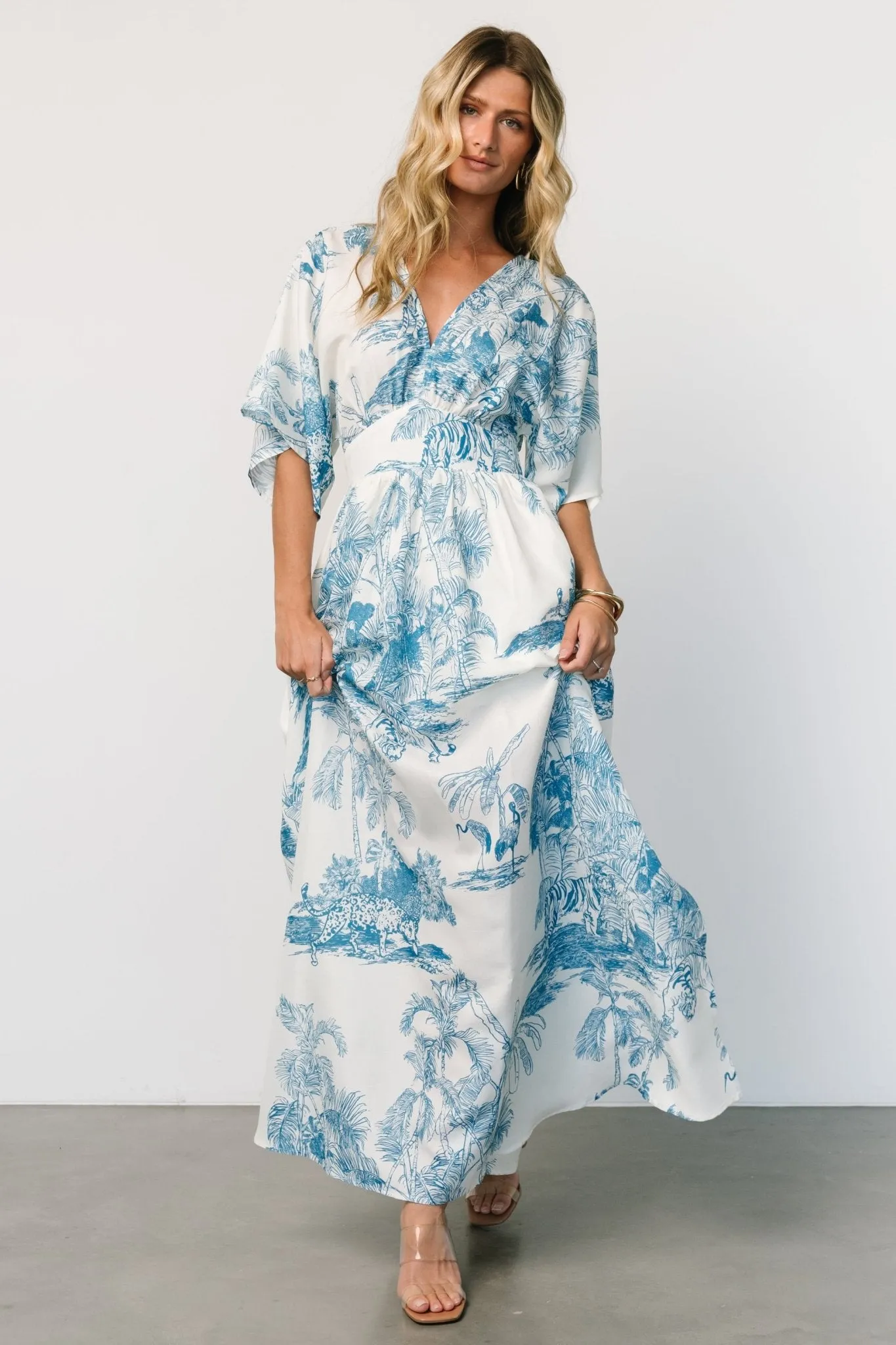 Dara Maxi Dress | Ivory + Blue Print sold by Baltic Born product image thumbnail 4