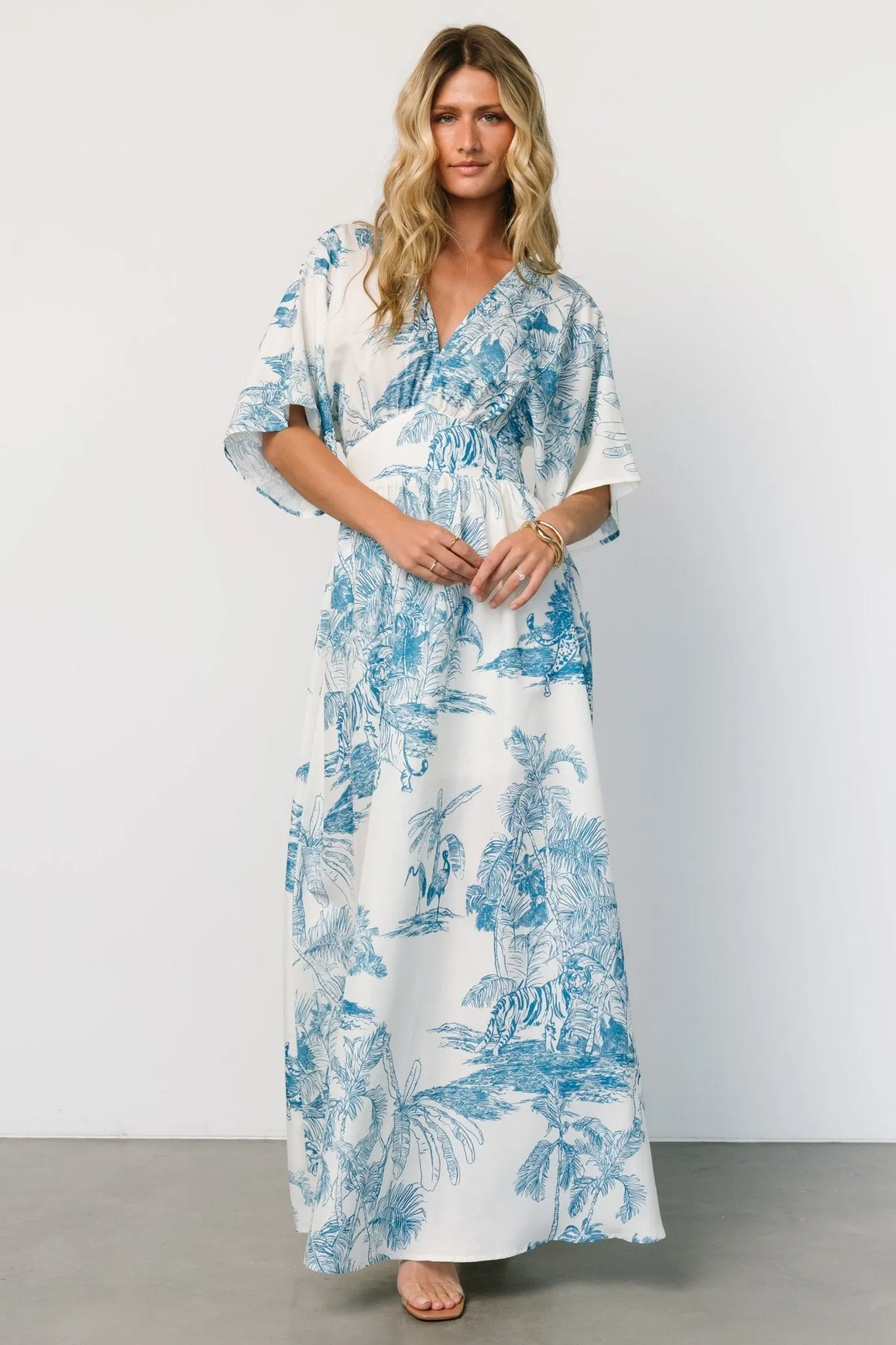 Dara Maxi Dress | Ivory + Blue Print sold by Baltic Born