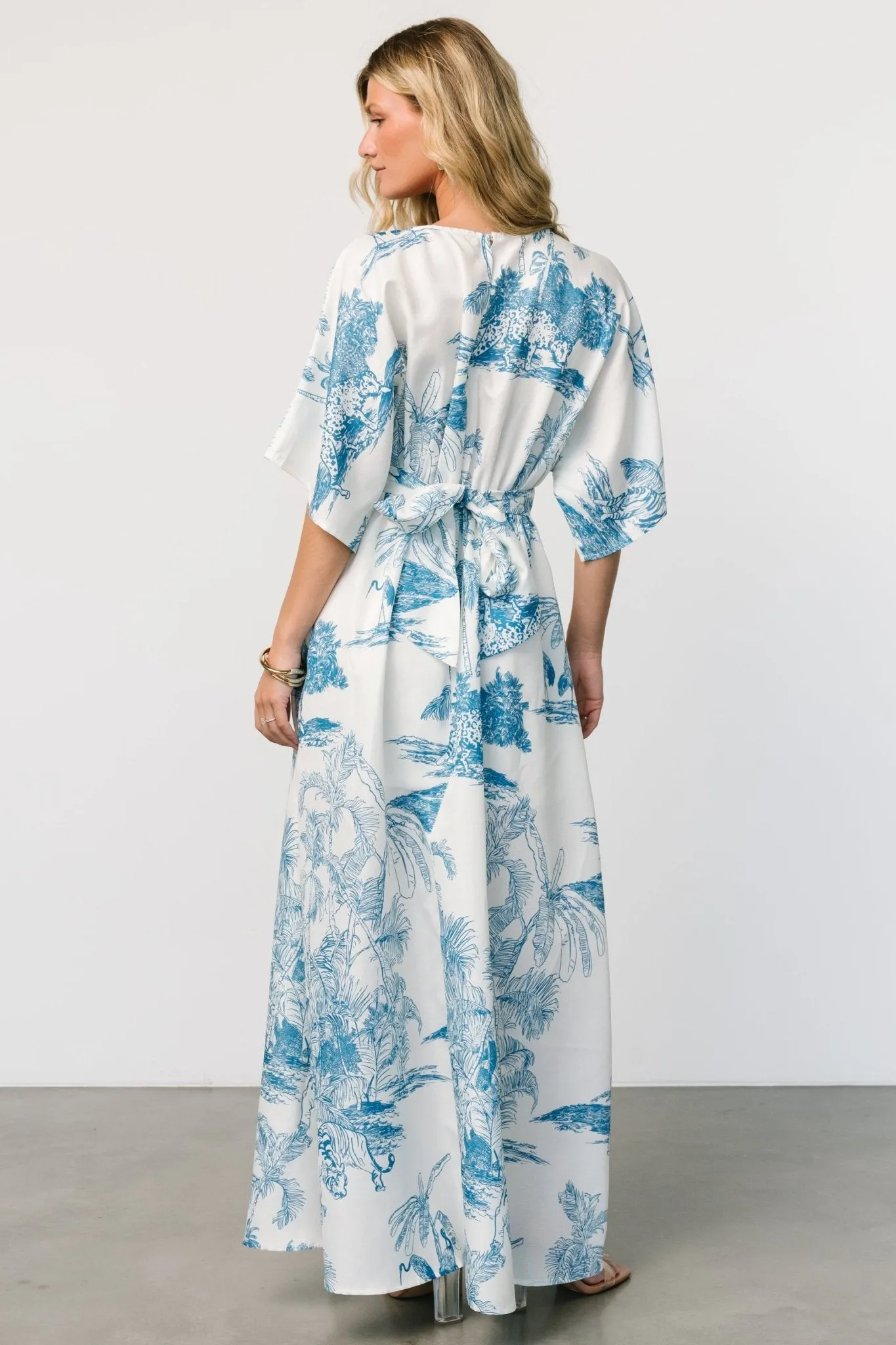 Dara Maxi Dress | Ivory + Blue Print sold by Baltic Born product image thumbnail 5