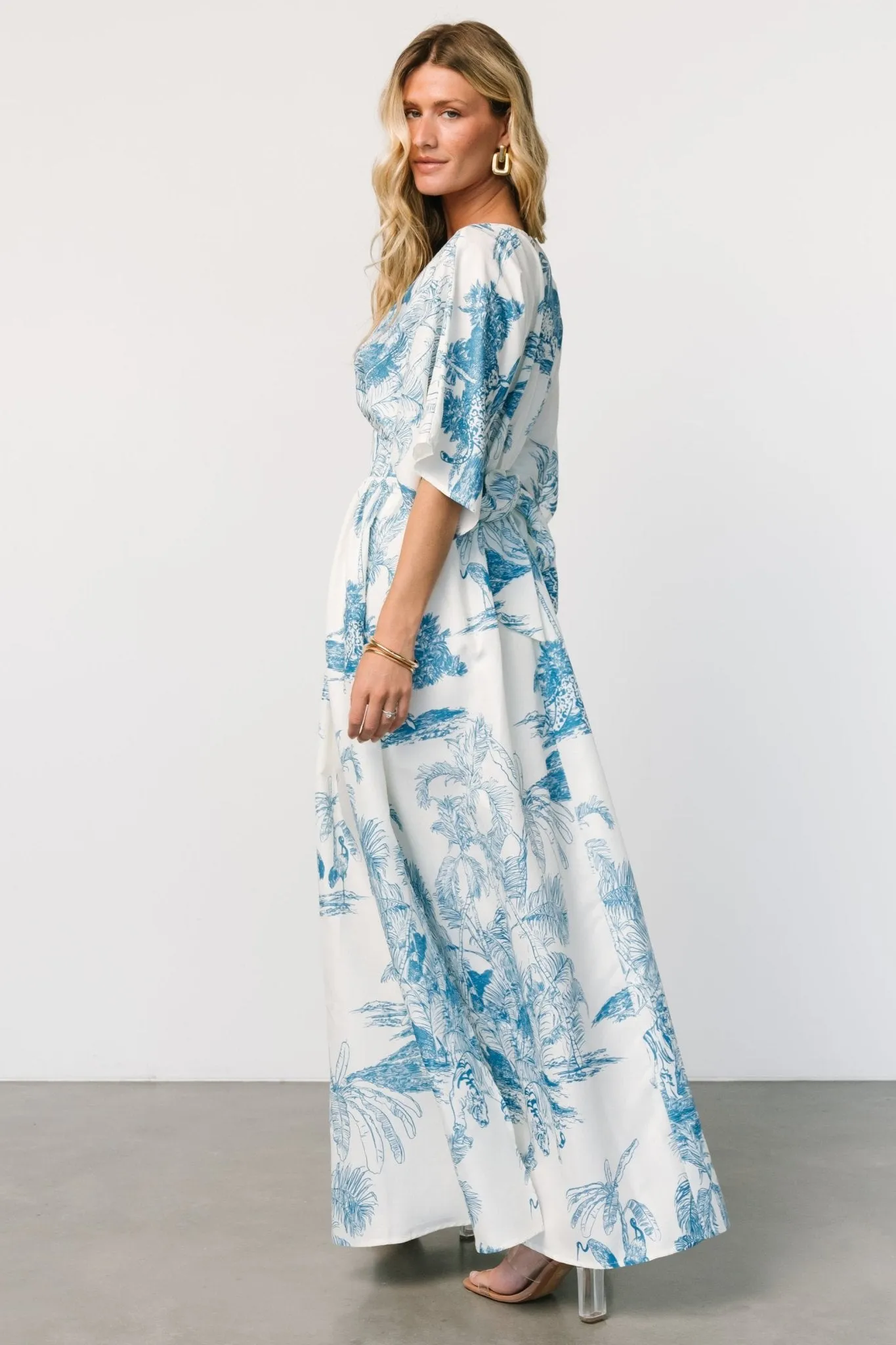 Dara Maxi Dress | Ivory + Blue Print sold by Baltic Born product image thumbnail 3