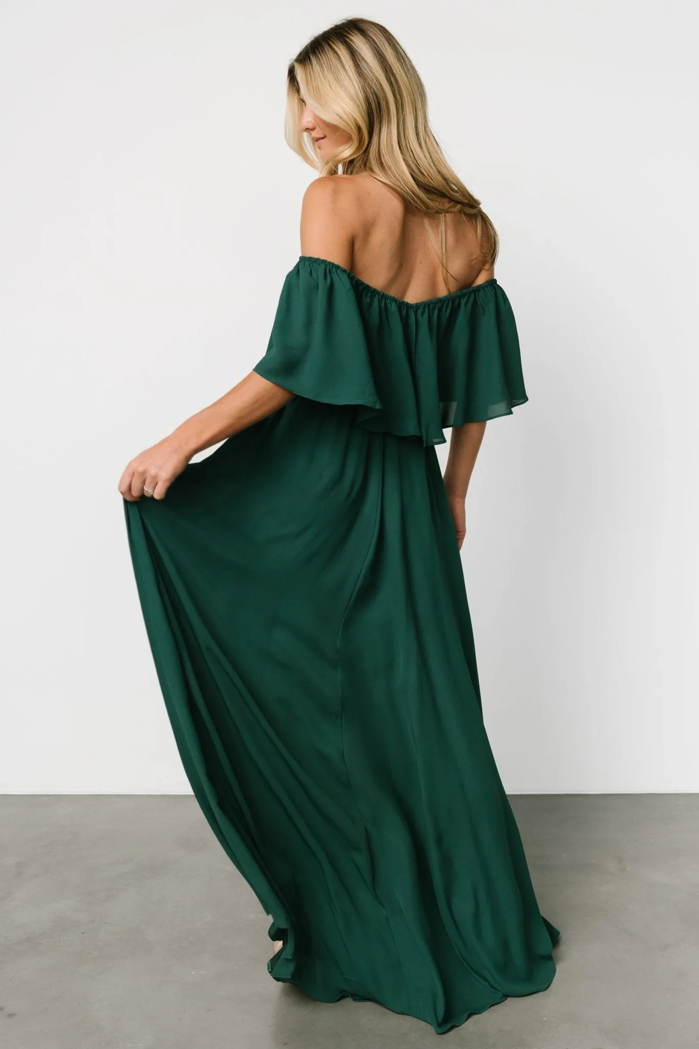 Diana Off Shoulder Maxi Dress | Emerald sold by Baltic Born product image thumbnail 4