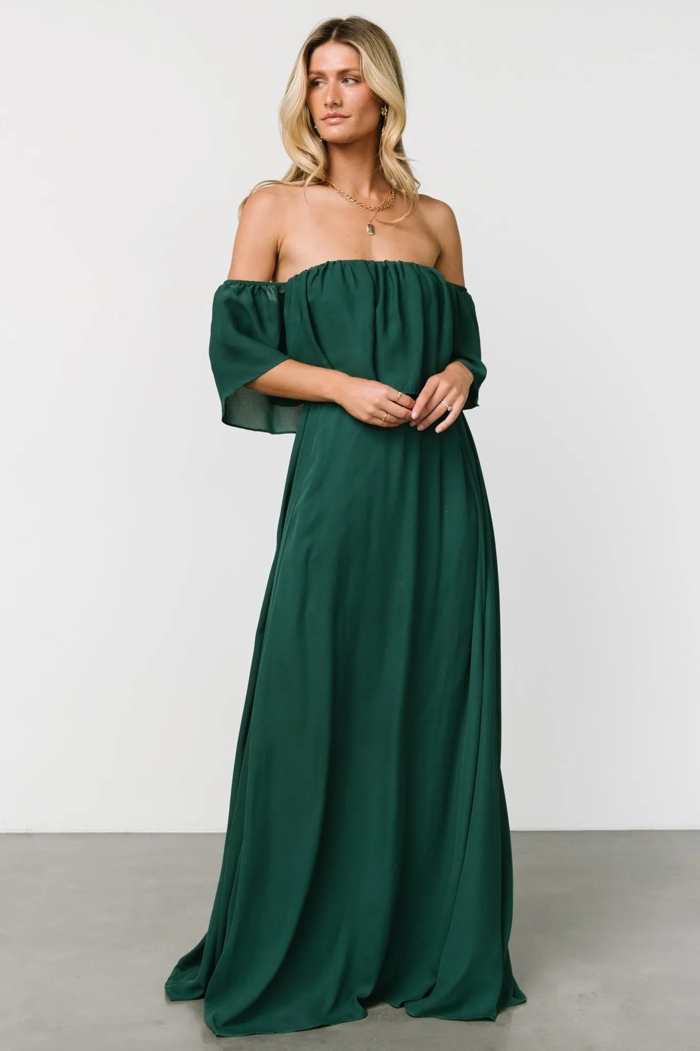 Diana Off Shoulder Maxi Dress | Emerald sold by Baltic Born product image thumbnail 5