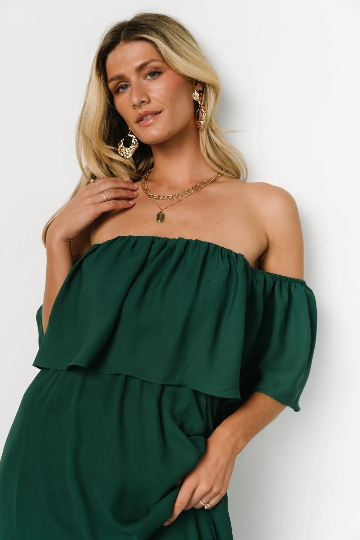 Diana Off Shoulder Maxi Dress | Emerald sold by Baltic Born product image thumbnail 2