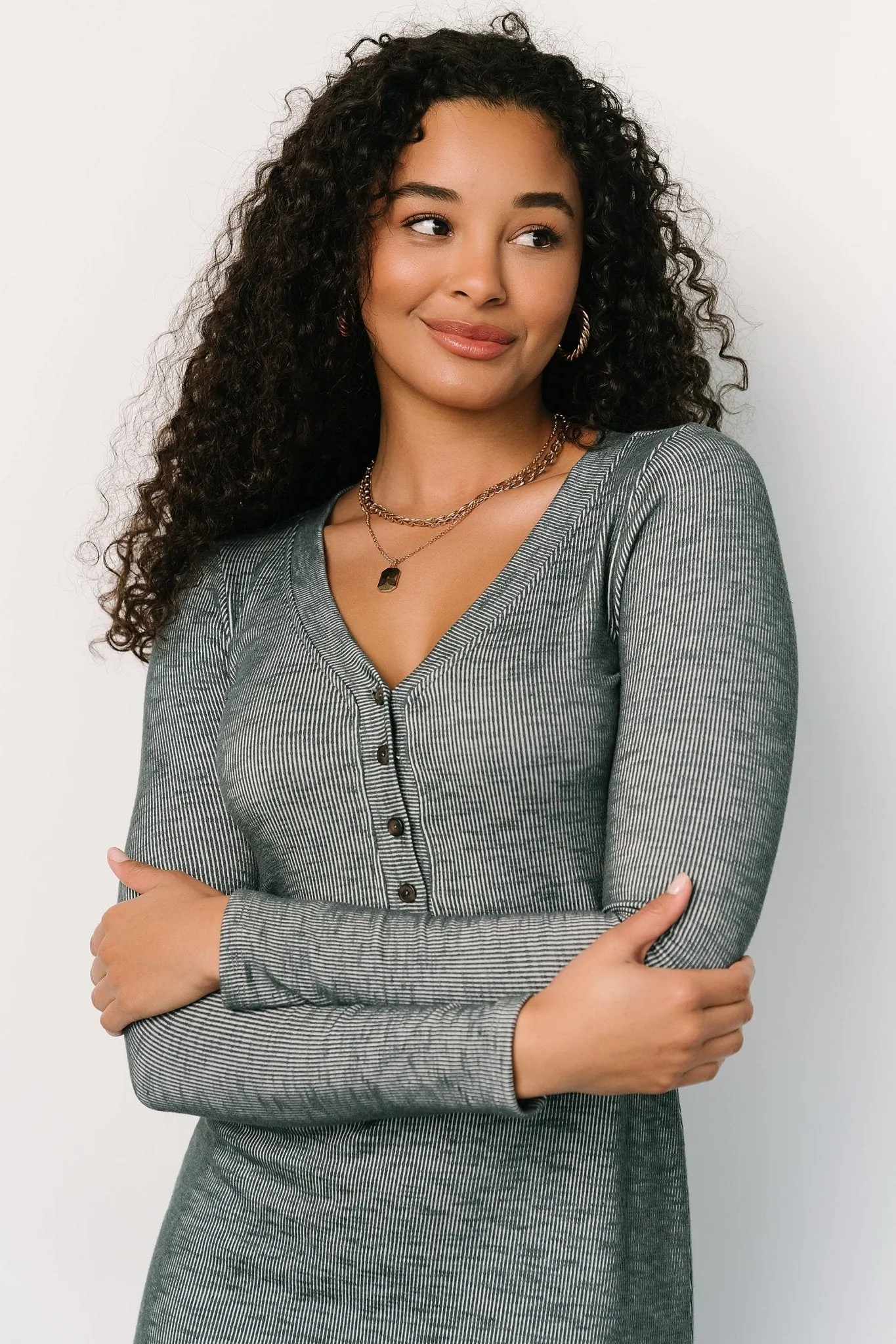 Denver Ribbed Midi Dress | Heathered Jade sold by Baltic Born product image thumbnail 2