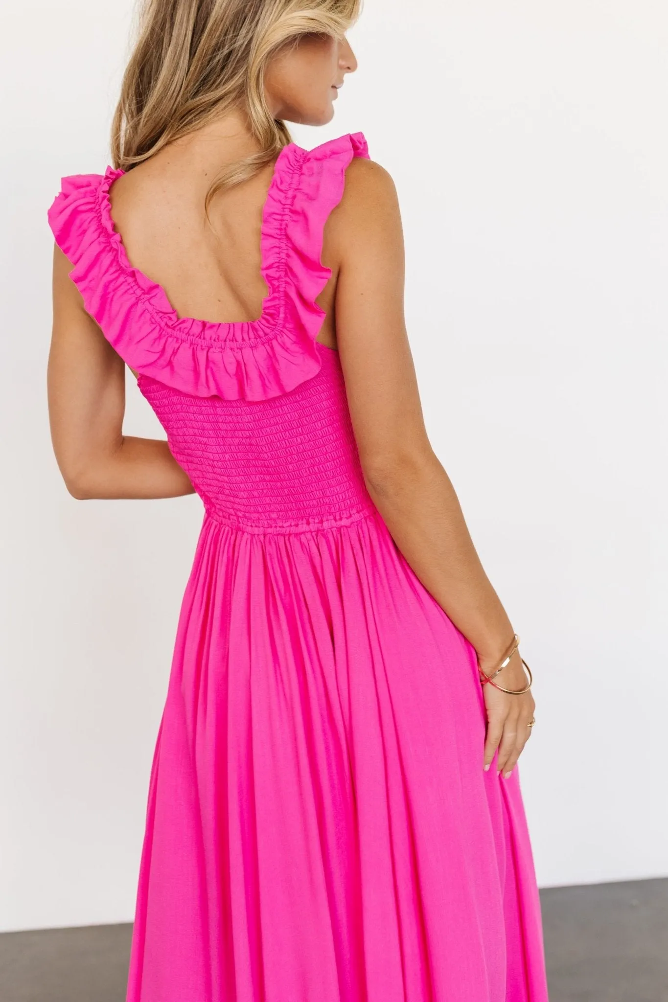 Laurel Smocked Maxi Dress | Hot Pink sold by Baltic Born product image thumbnail 5