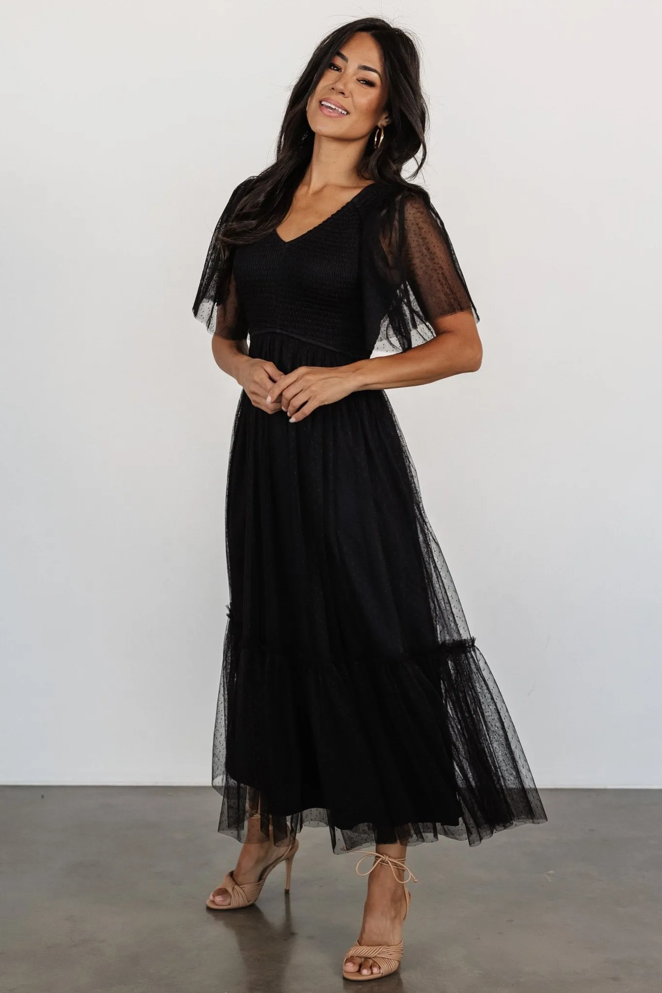 Martha Smocked Tulle Dress | Black sold by Baltic Born