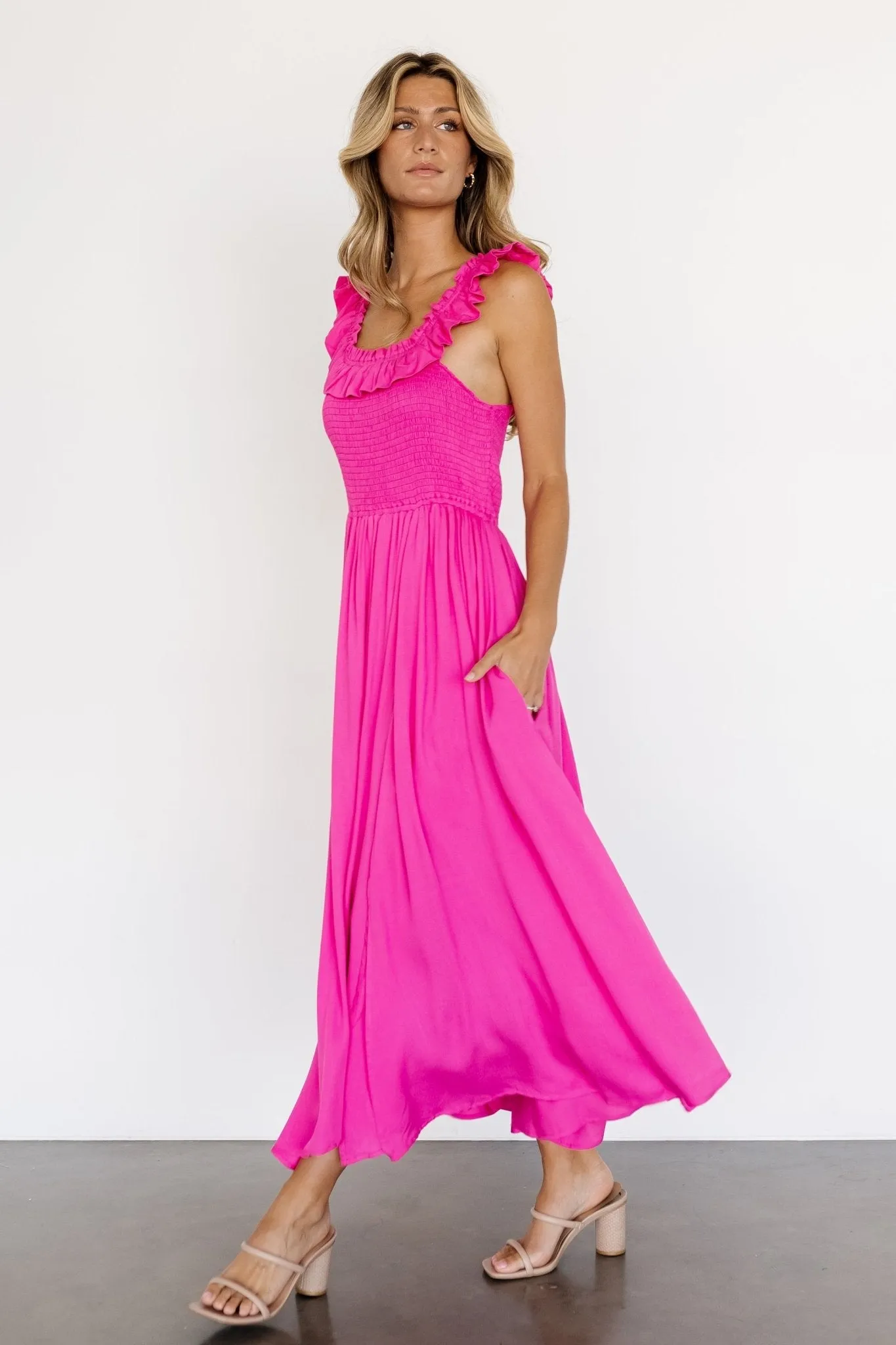 Laurel Smocked Maxi Dress | Hot Pink sold by Baltic Born product image thumbnail 3