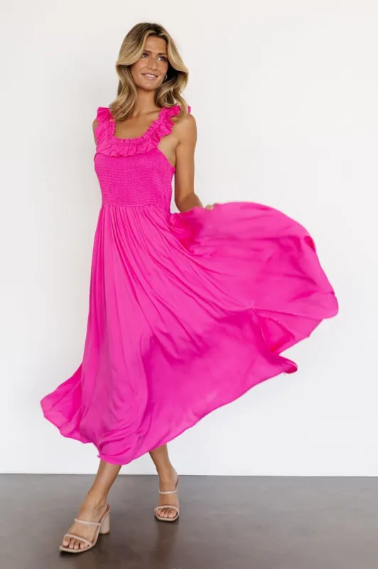 Laurel Smocked Maxi Dress | Hot Pink sold by Baltic Born