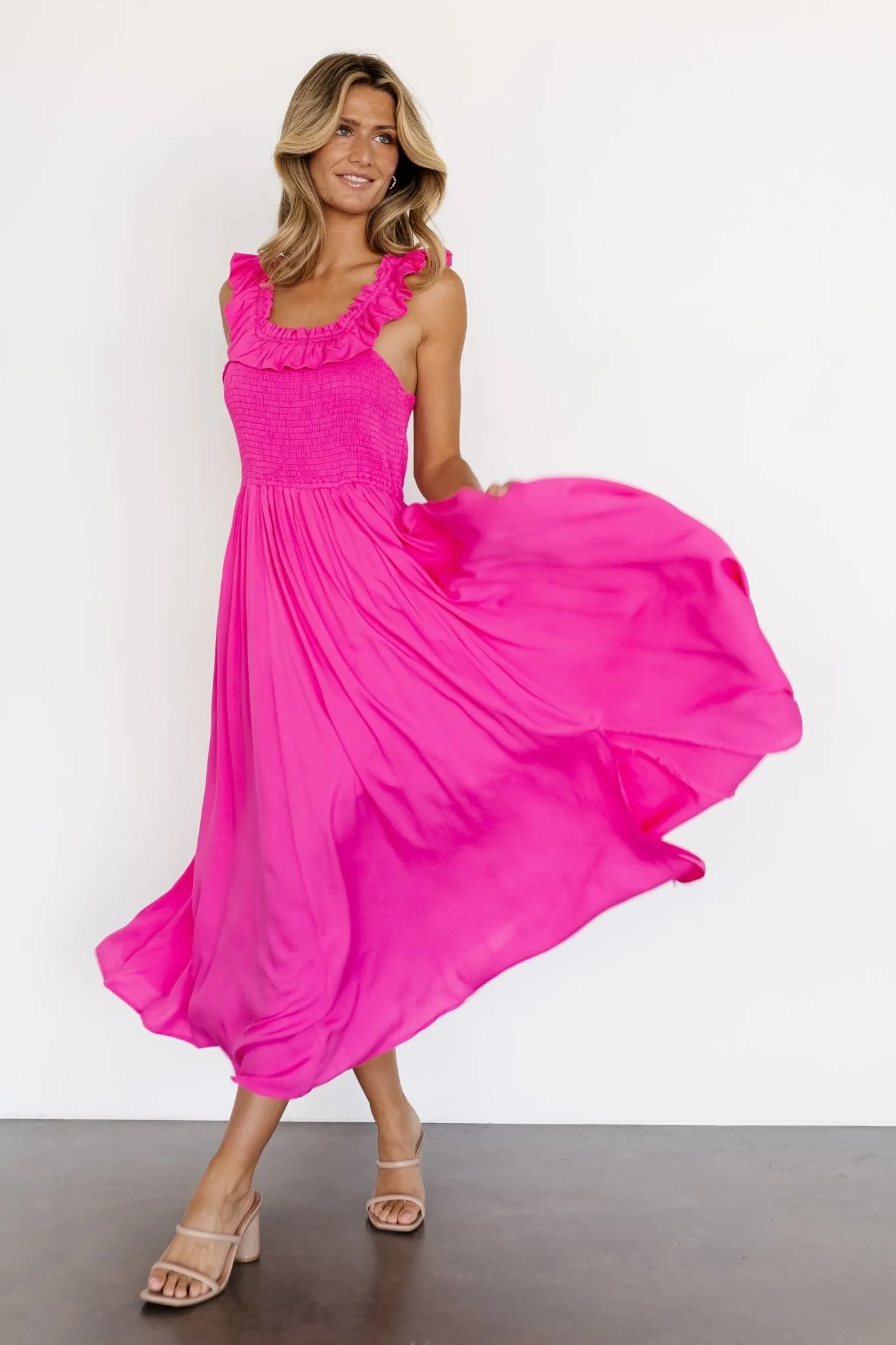 Laurel Smocked Maxi Dress | Hot Pink sold by Baltic Born