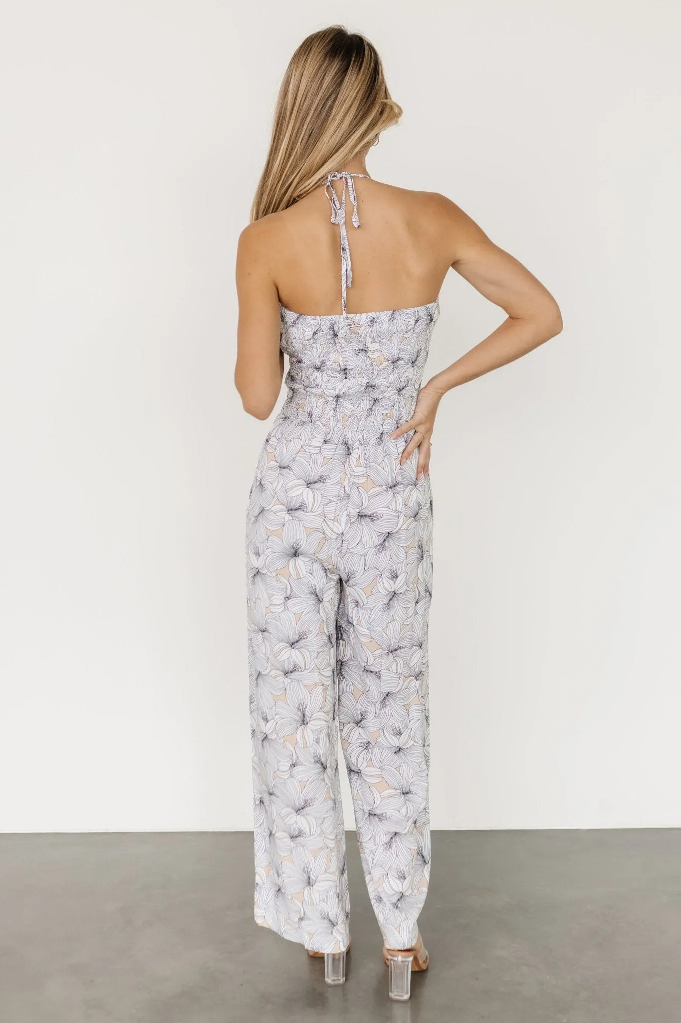 Santa Ana Halter Jumpsuit | Taupe + White sold by Baltic Born product image thumbnail 5
