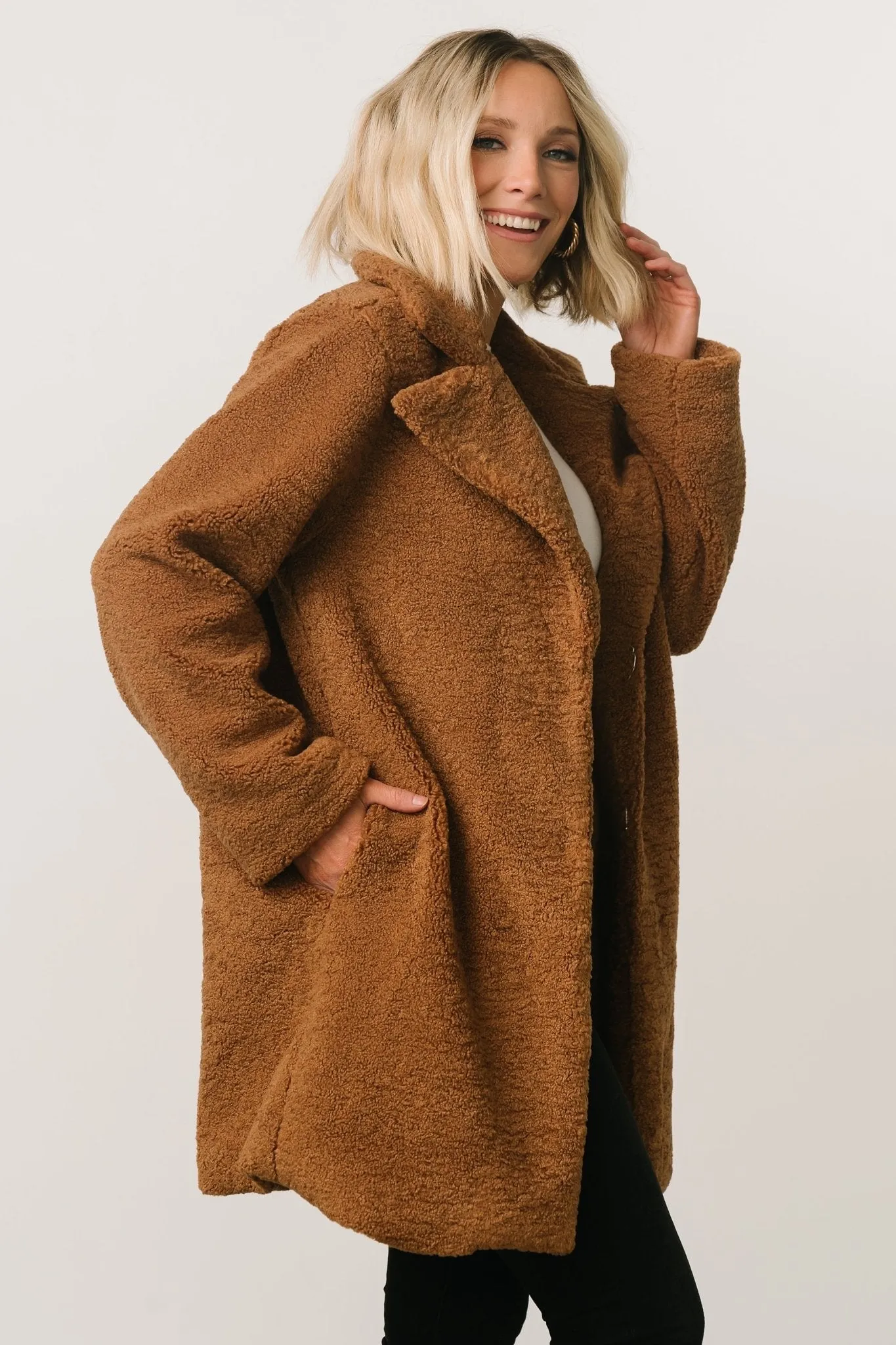 Damien Sherpa Coat | Dark Camel sold by Baltic Born product image thumbnail 3