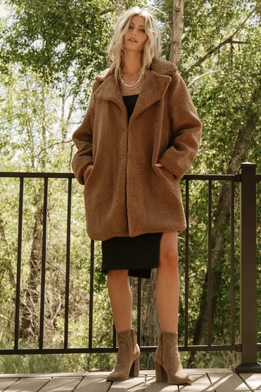 Damien Sherpa Coat | Dark Camel sold by Baltic Born