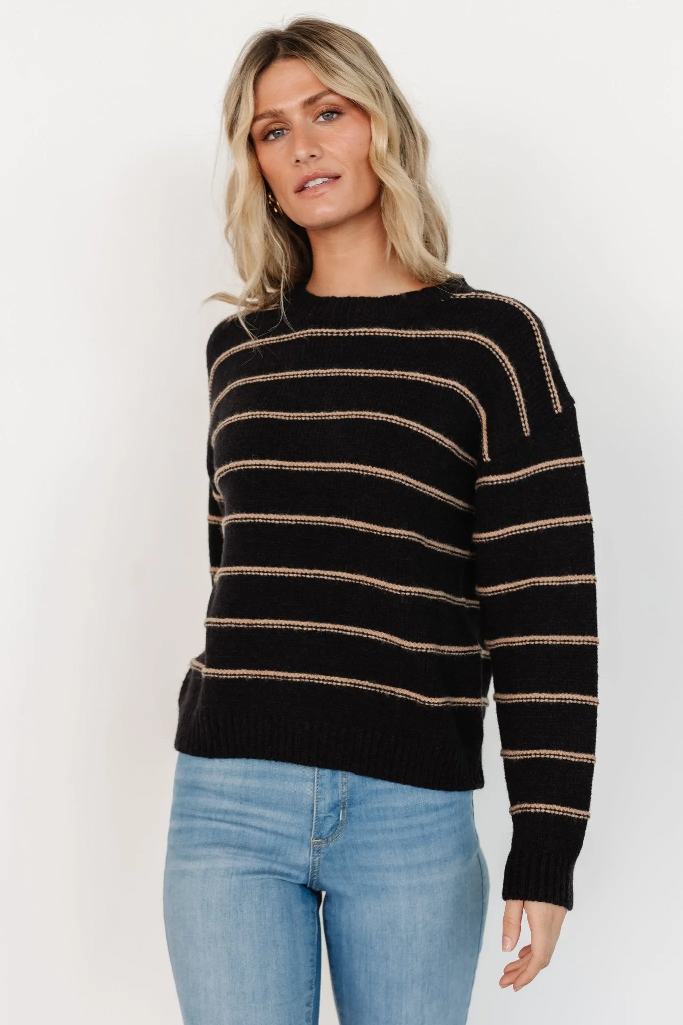 Alanis Stripe Sweater | Black + Camel sold by Baltic Born product image thumbnail 4