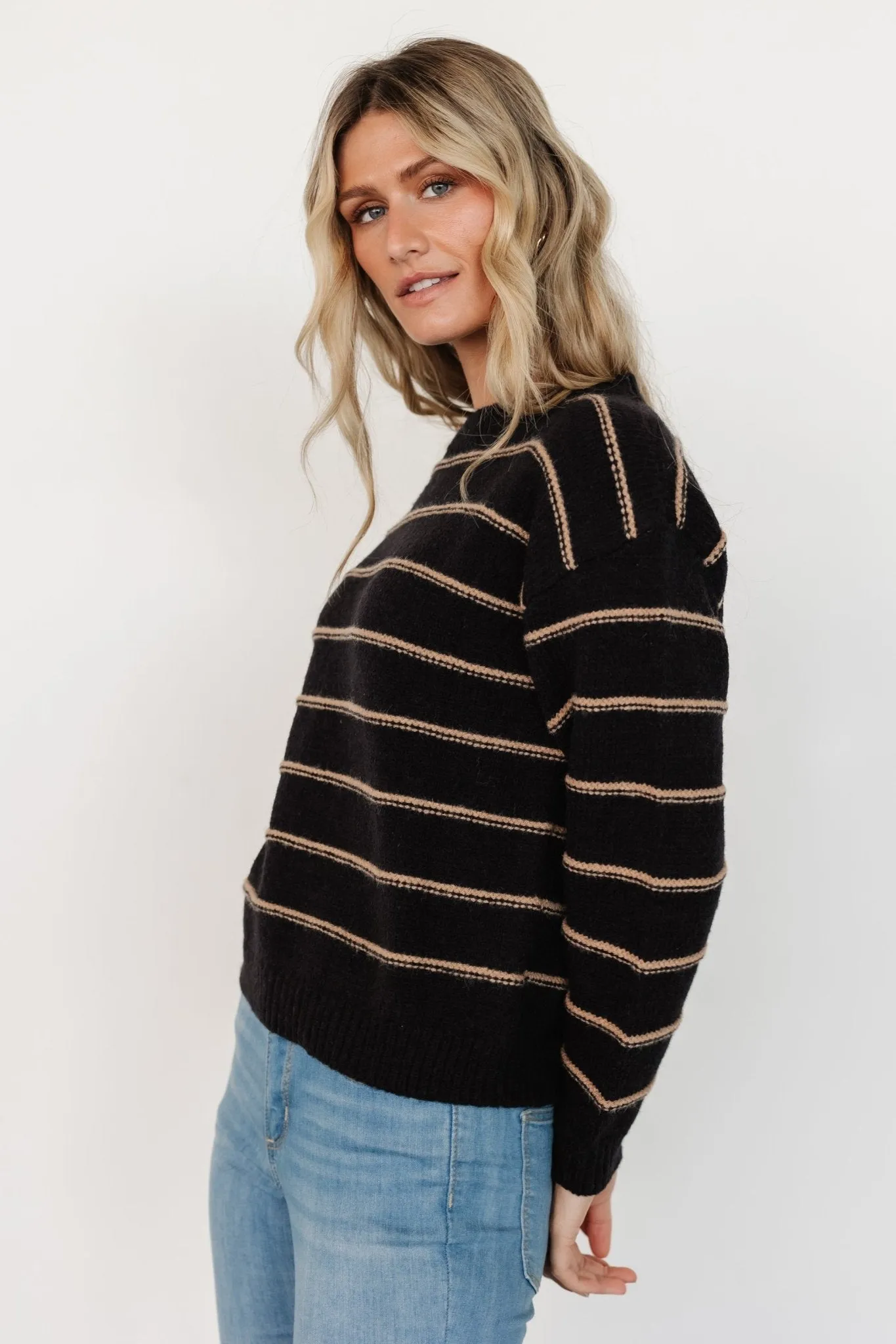 Alanis Stripe Sweater | Black + Camel sold by Baltic Born product image thumbnail 2