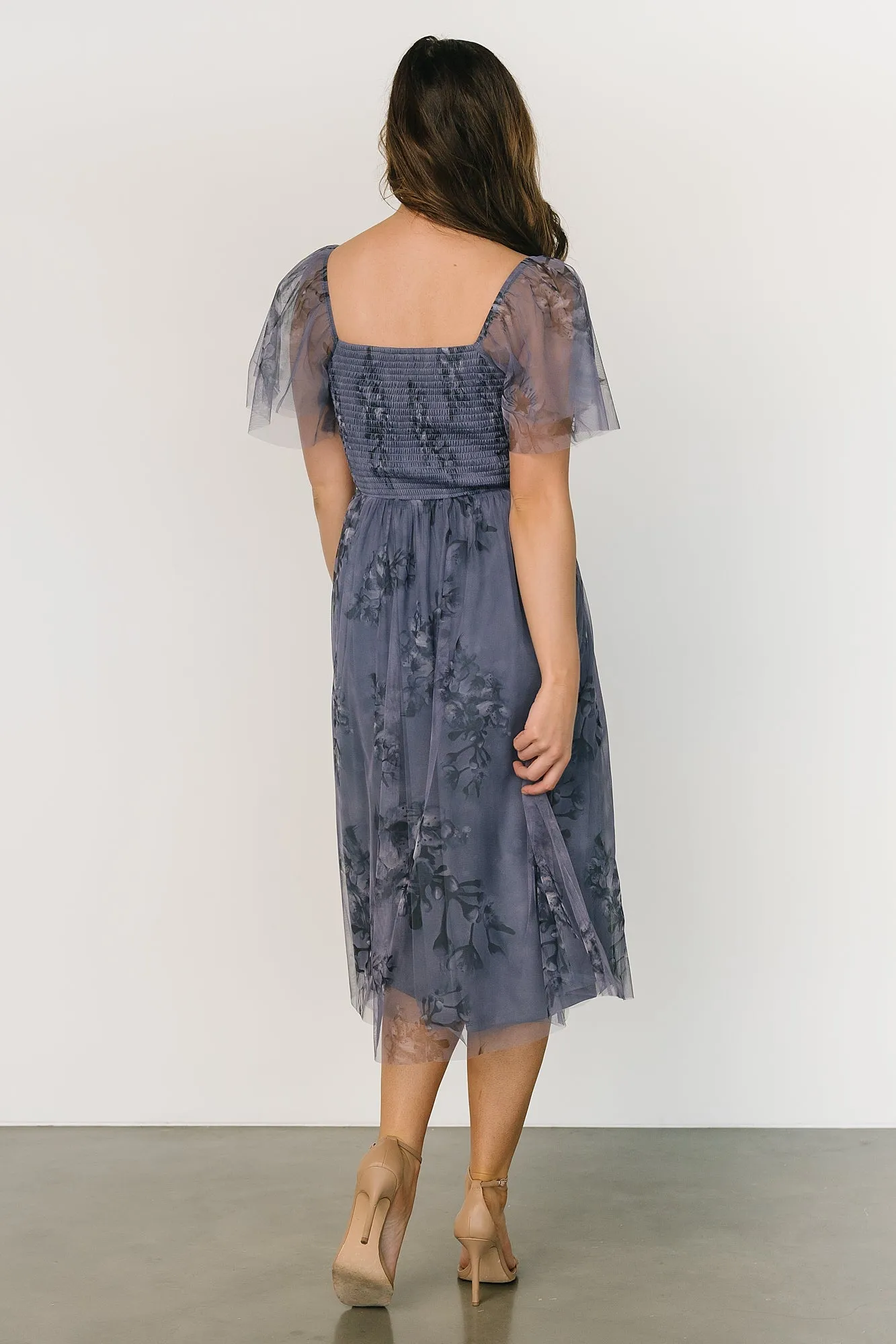 Gwyneth Tulle Midi Dress | Slate Blue Multi sold by Baltic Born product image thumbnail 4