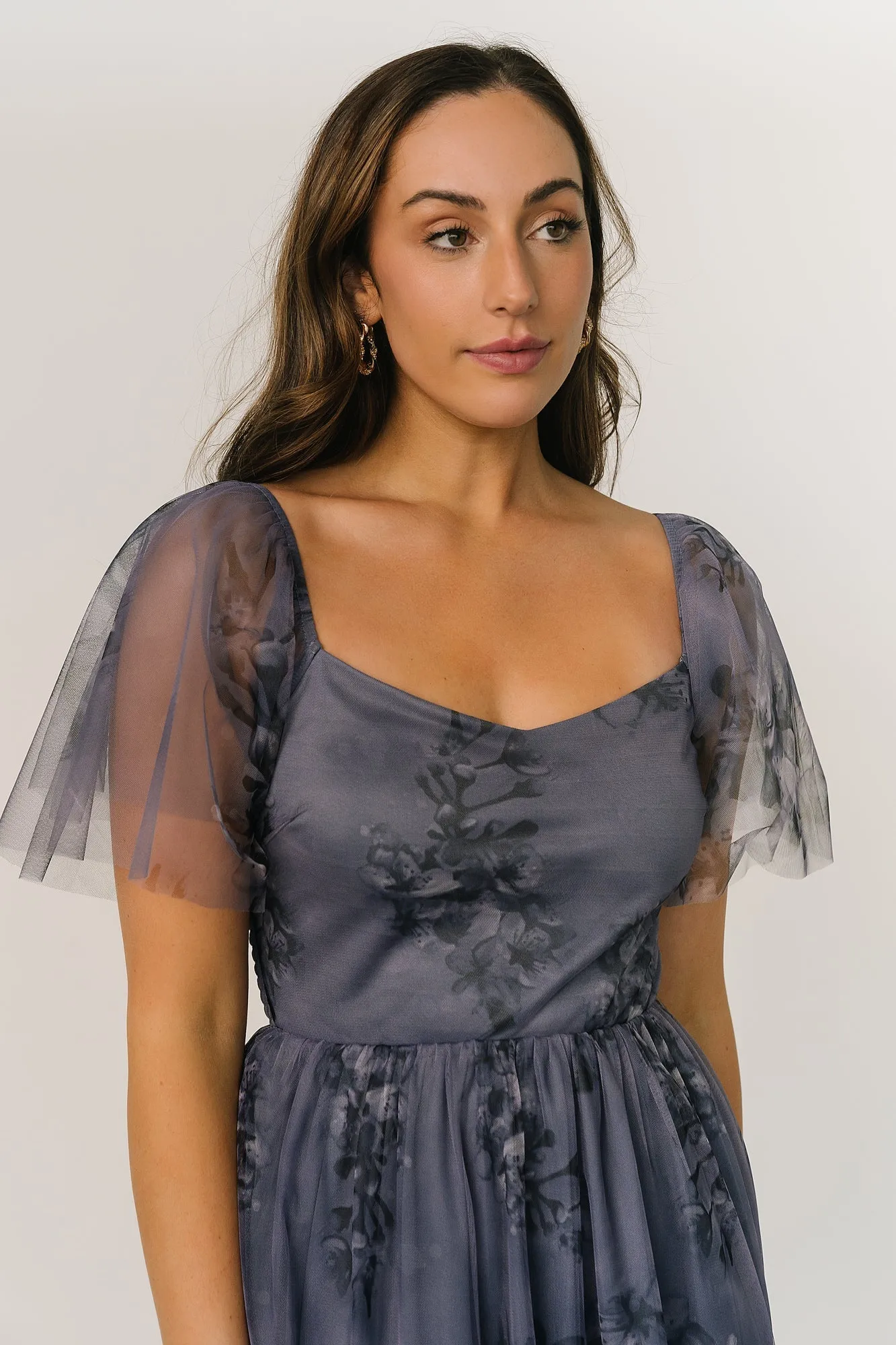 Gwyneth Tulle Midi Dress | Slate Blue Multi sold by Baltic Born product image thumbnail 2