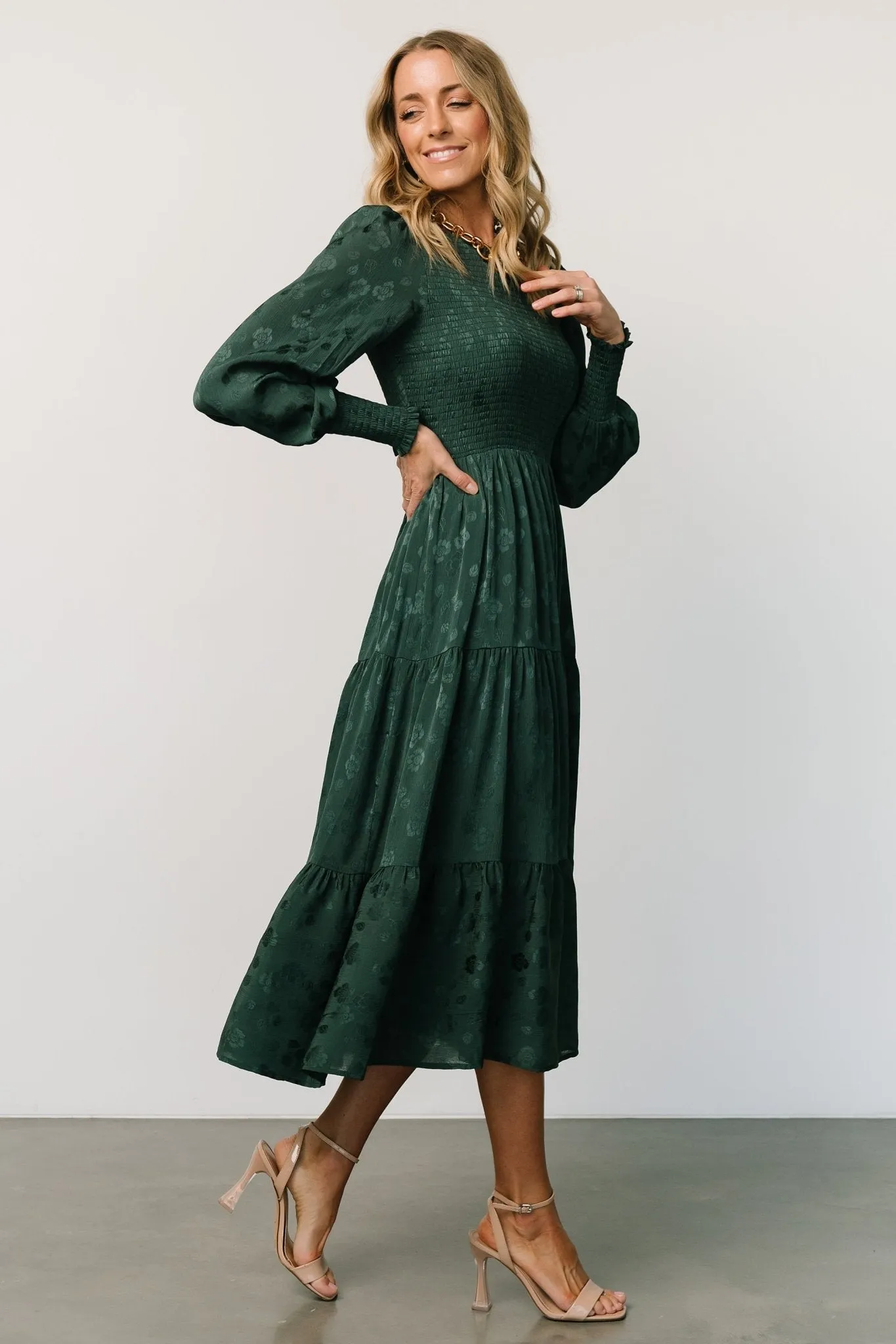 Stockholm Smocked Dress | Dark Green sold by Baltic Born product image thumbnail 3