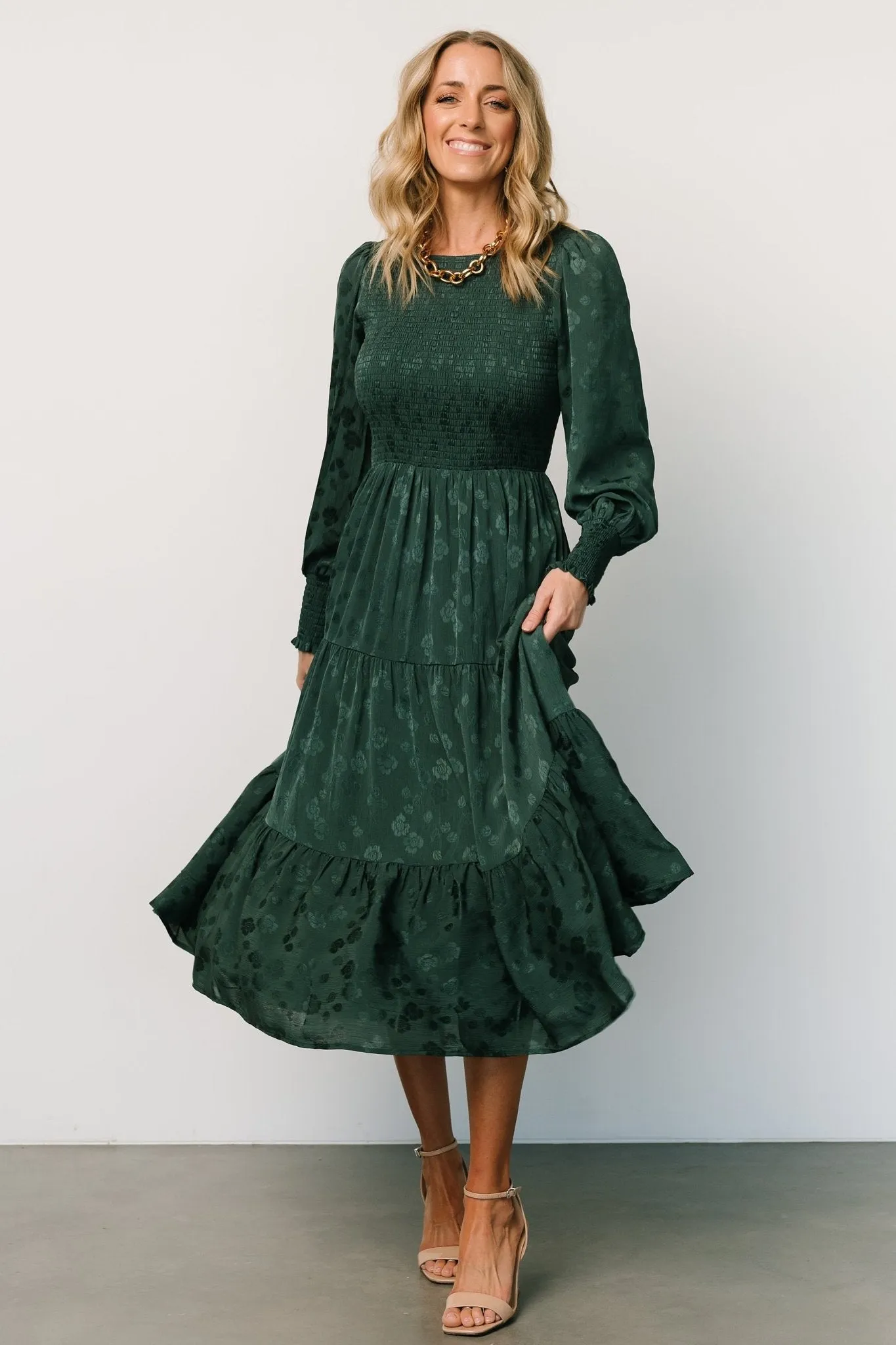 Stockholm Smocked Dress | Dark Green sold by Baltic Born