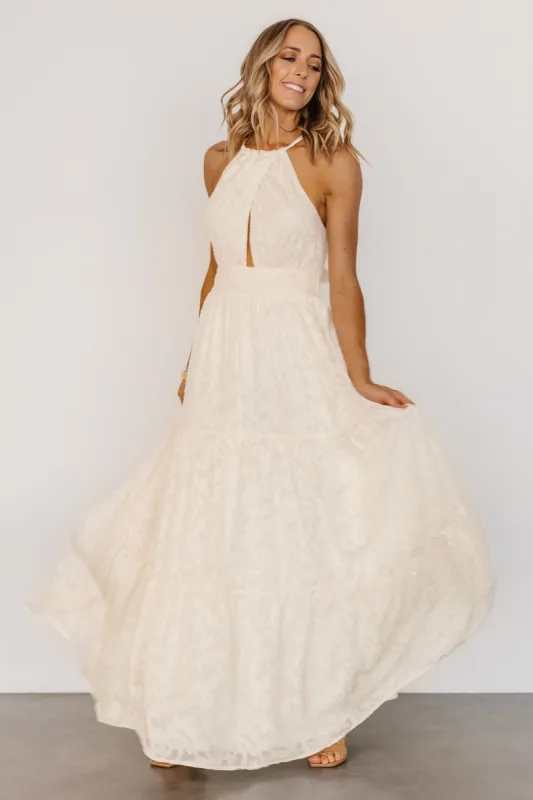 Eilish Embossed Maxi Dress | Cream sold by Baltic Born