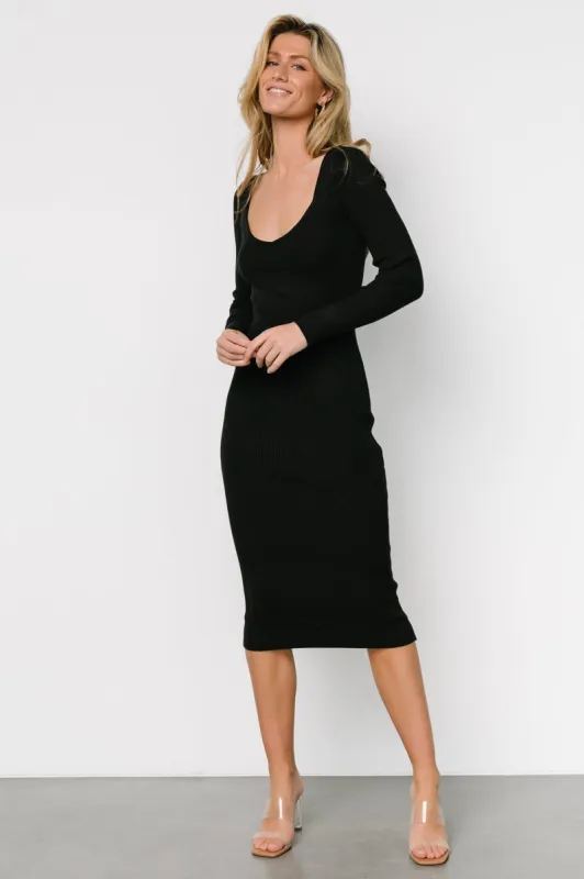 Eve Ribbed Midi Dress | Black sold by Baltic Born