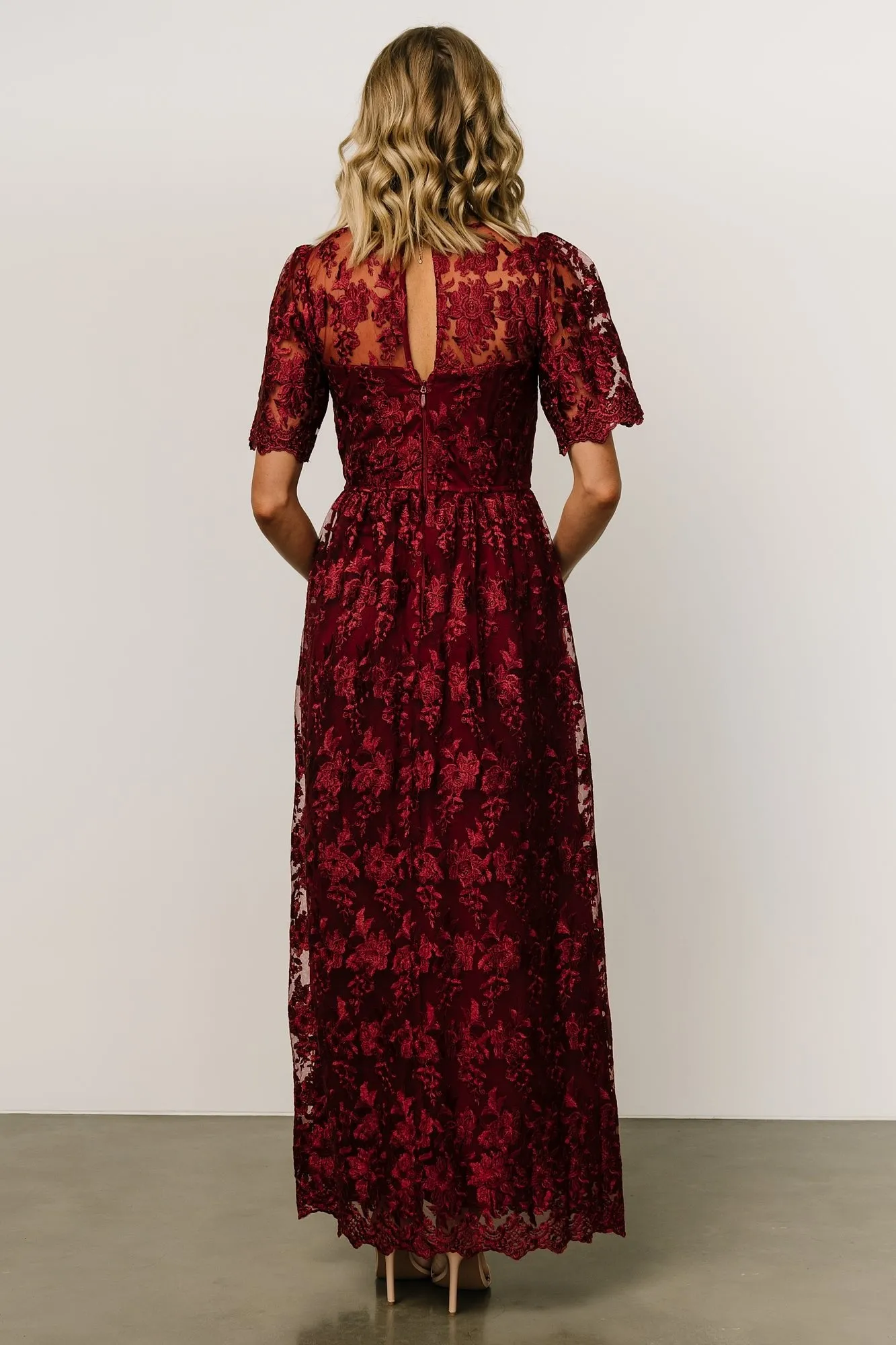 Aurora Embossed Maxi Dress | Wine sold by Baltic Born product image thumbnail 5