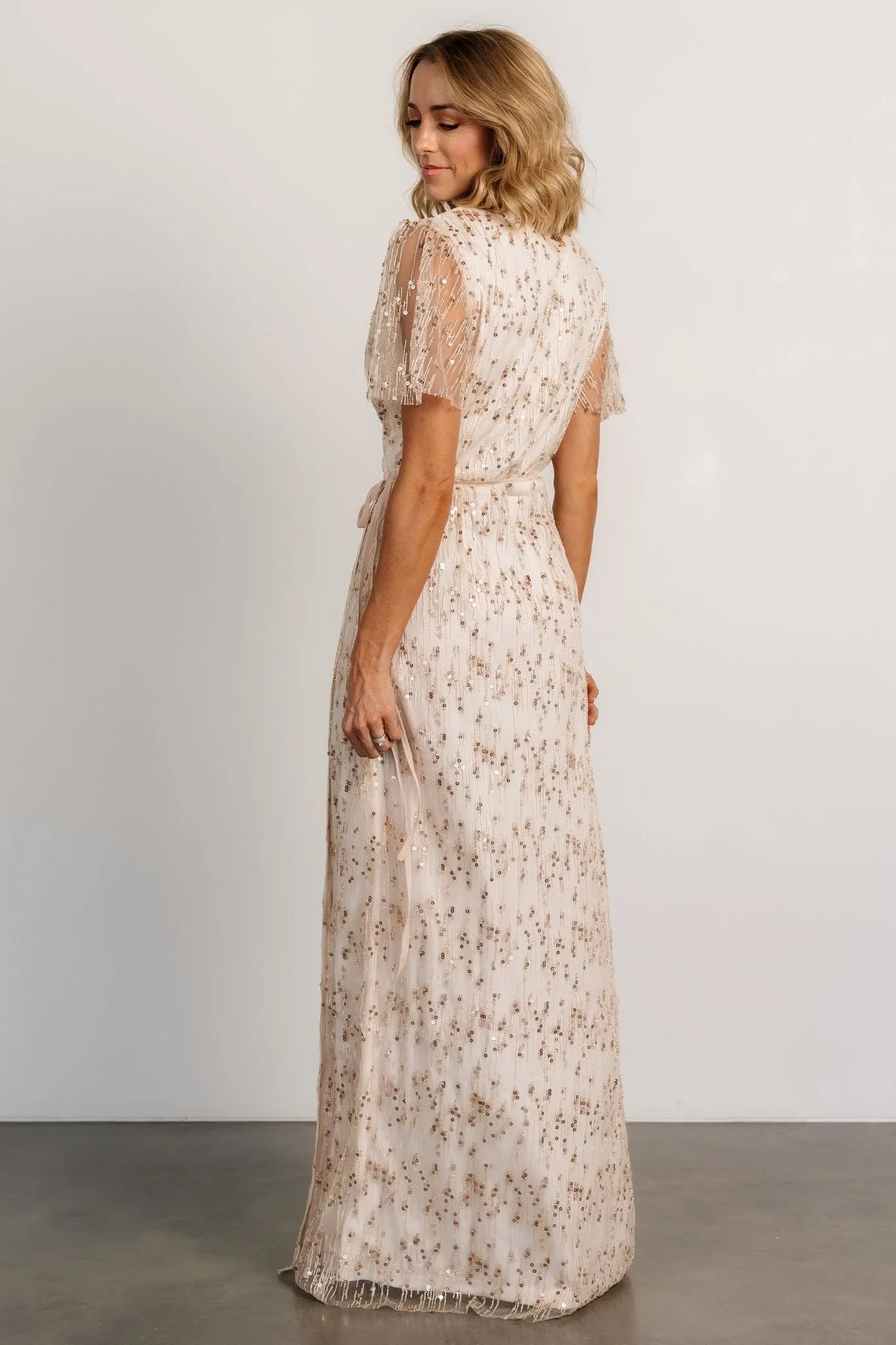 Liza Sequin Wrap Maxi Dress | Rose Gold sold by Baltic Born product image thumbnail 4