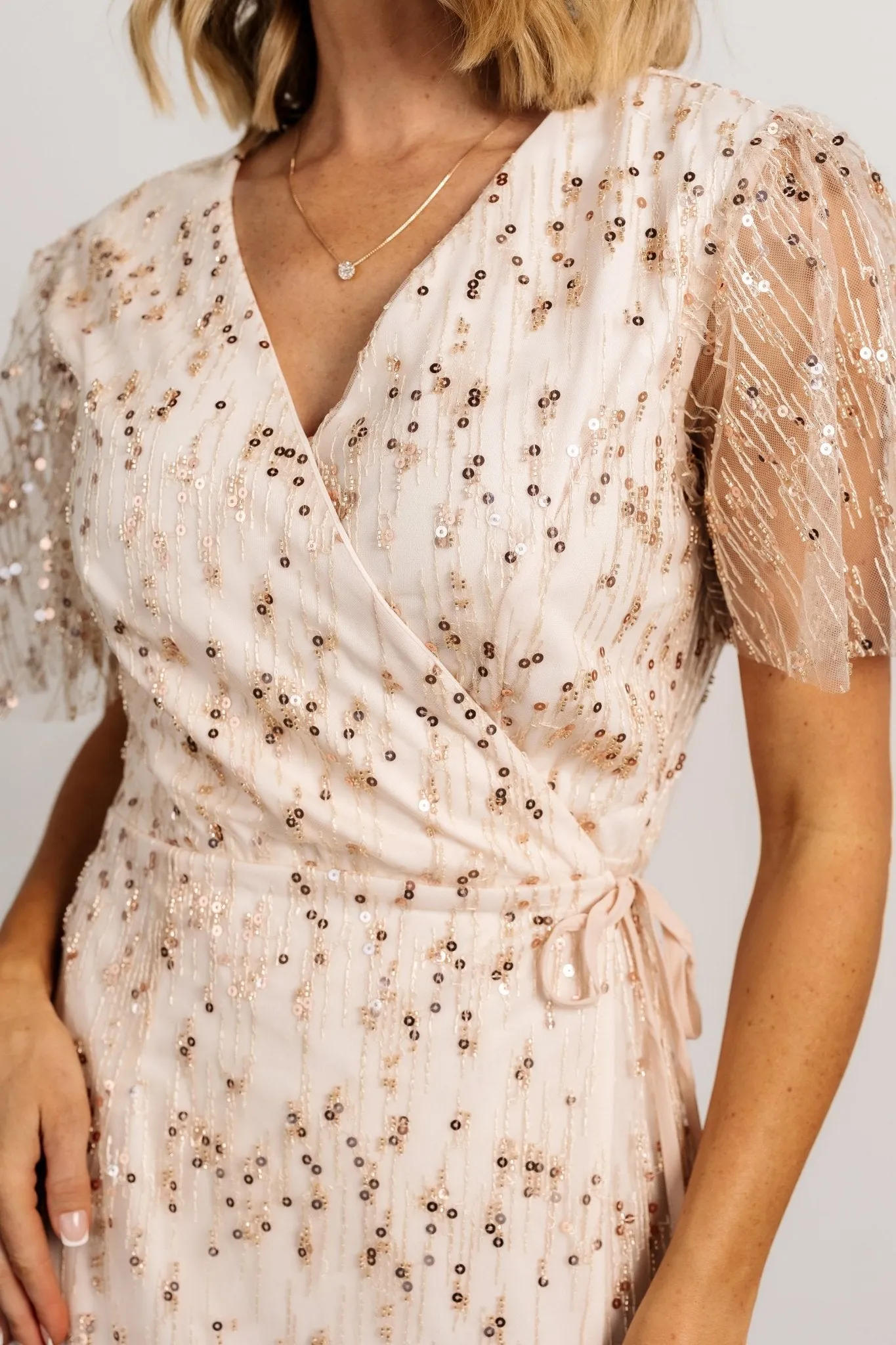 Liza Sequin Wrap Maxi Dress | Rose Gold sold by Baltic Born product image thumbnail 2