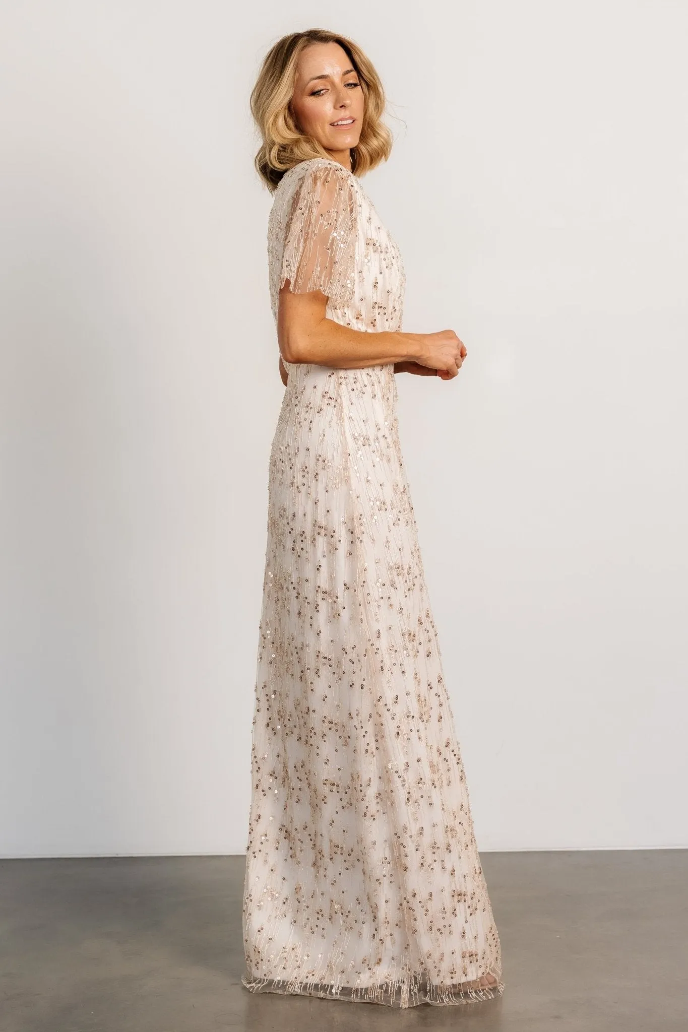 Liza Sequin Wrap Maxi Dress | Rose Gold sold by Baltic Born product image thumbnail 3