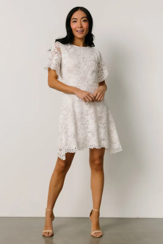 Aasha Lace Short Dress | Off White sold by Baltic Born