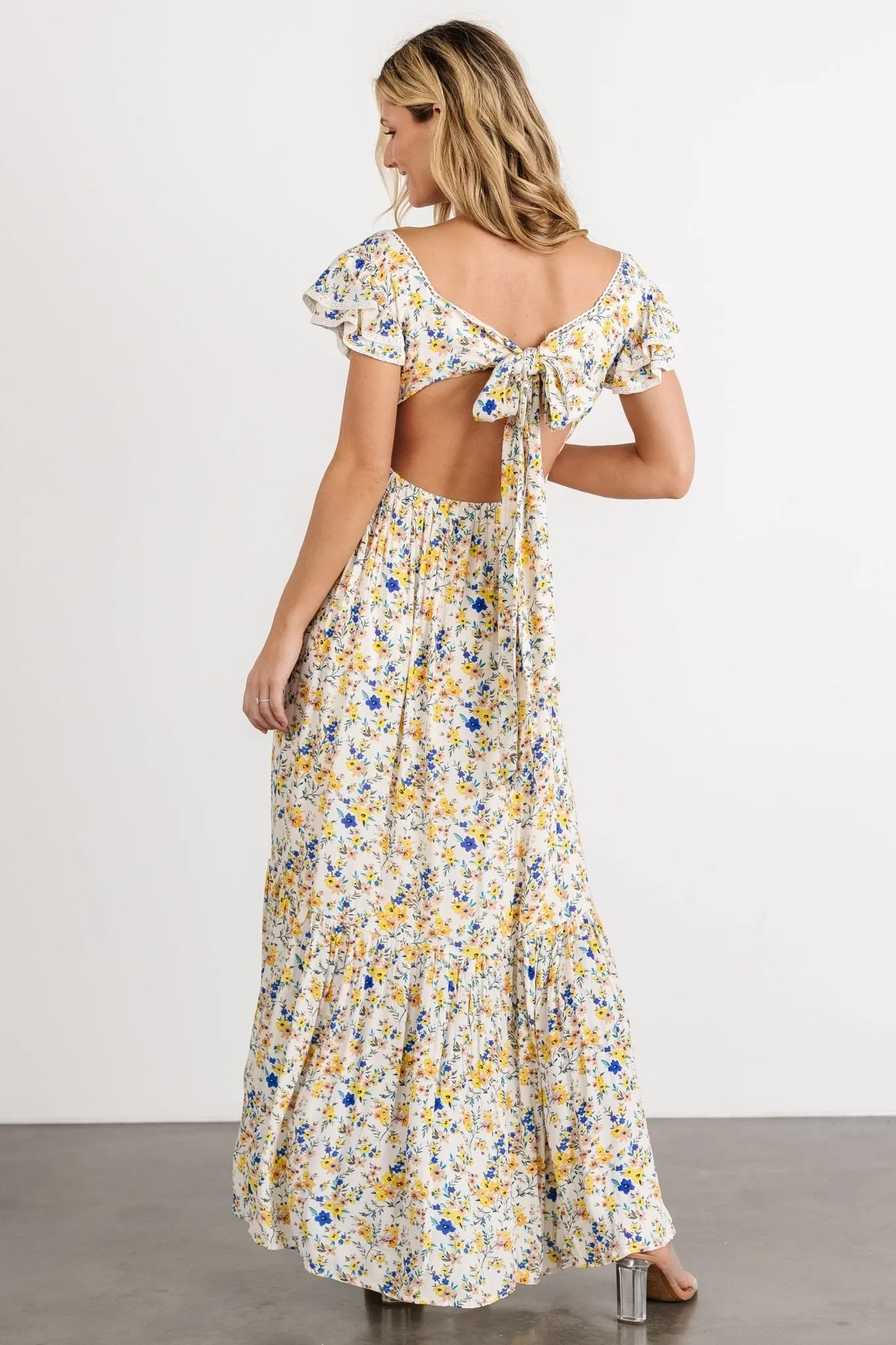 Montauk Back Tie Maxi Dress | Cream Floral sold by Baltic Born product image thumbnail 2