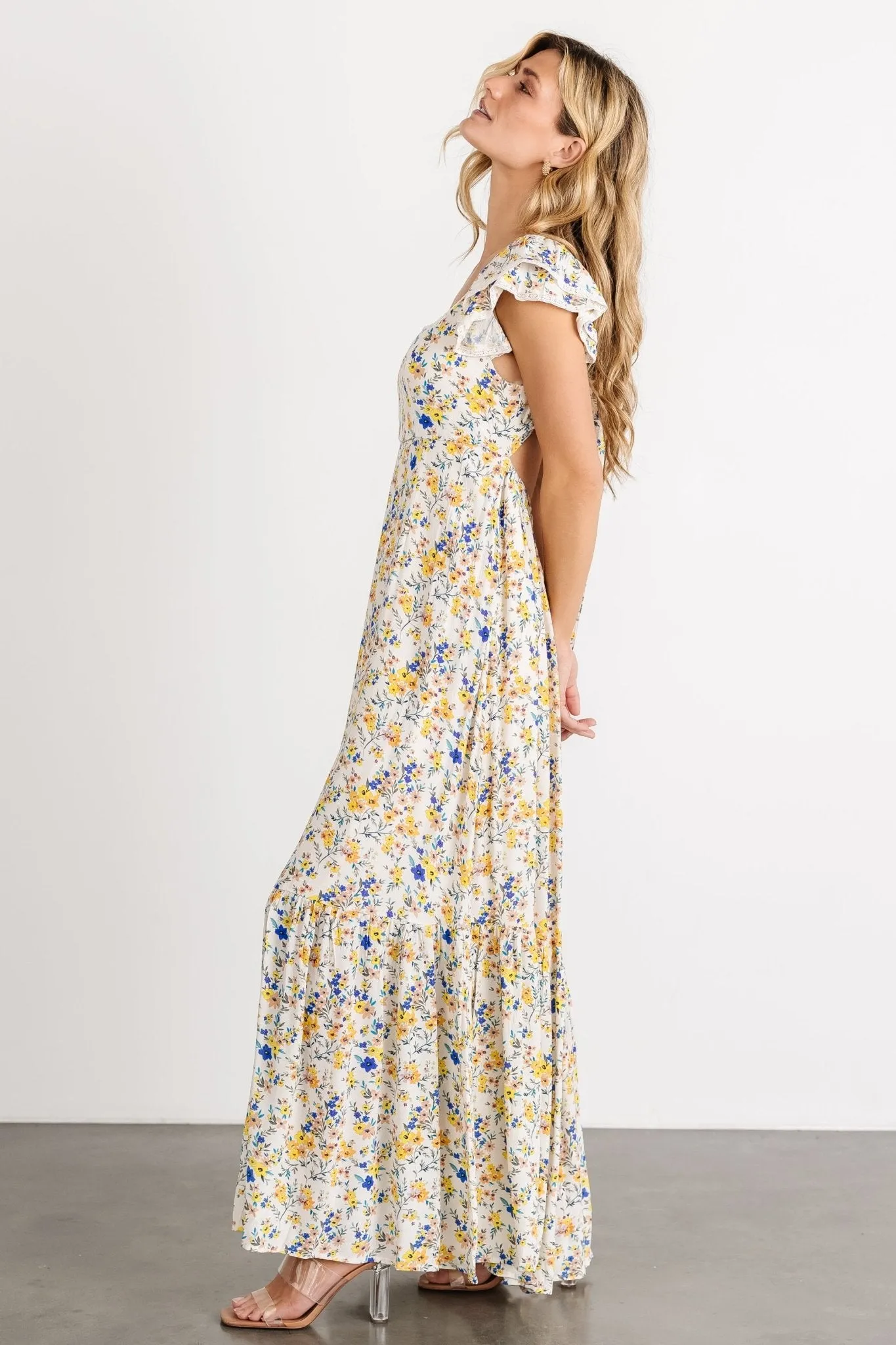 Montauk Back Tie Maxi Dress | Cream Floral sold by Baltic Born product image thumbnail 3
