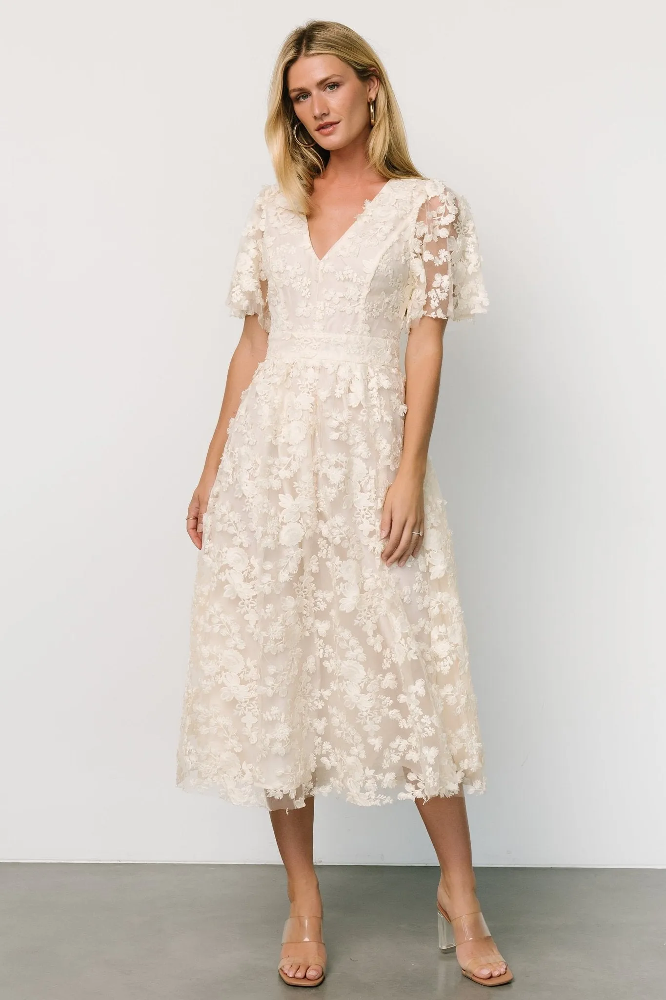 Sadie Embroidered Midi Dress | Vintage Cream sold by Baltic Born product image thumbnail 4