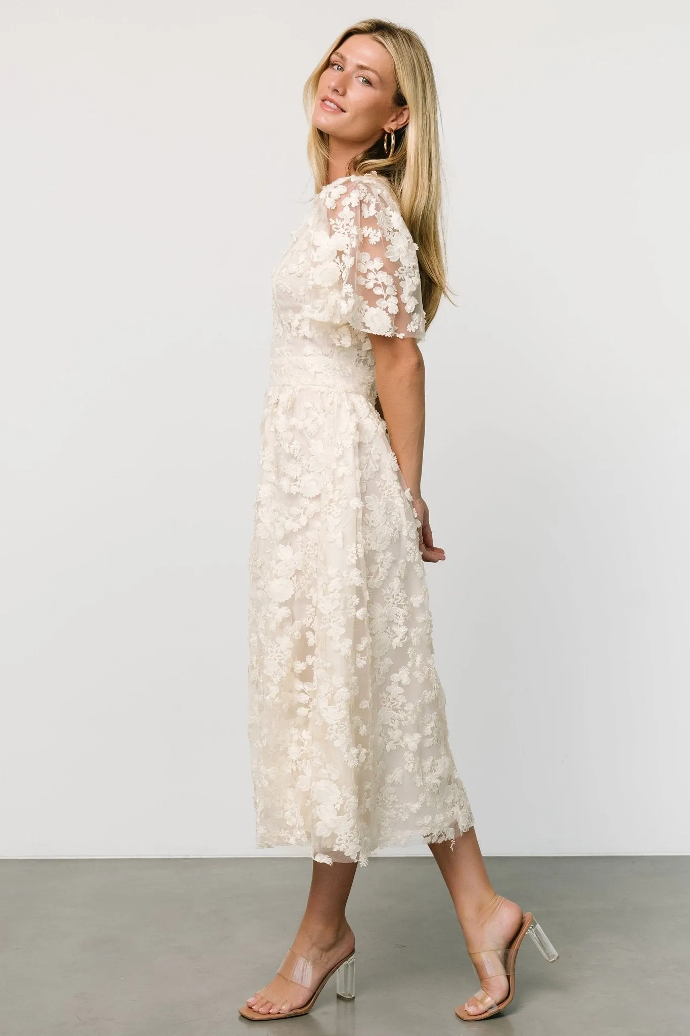 Sadie Embroidered Midi Dress | Vintage Cream sold by Baltic Born product image thumbnail 3