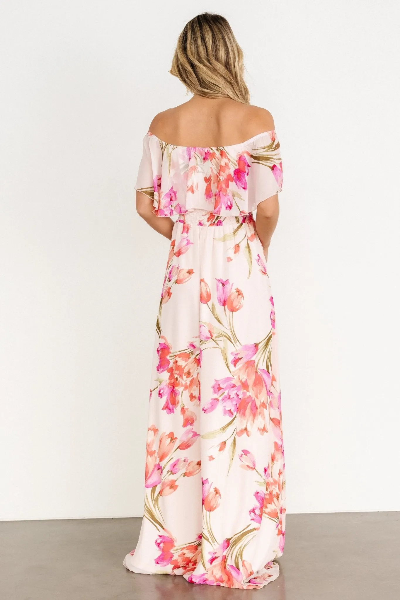 Daphne Off Shoulder Maxi Dress | Blush Floral sold by Baltic Born product image thumbnail 4